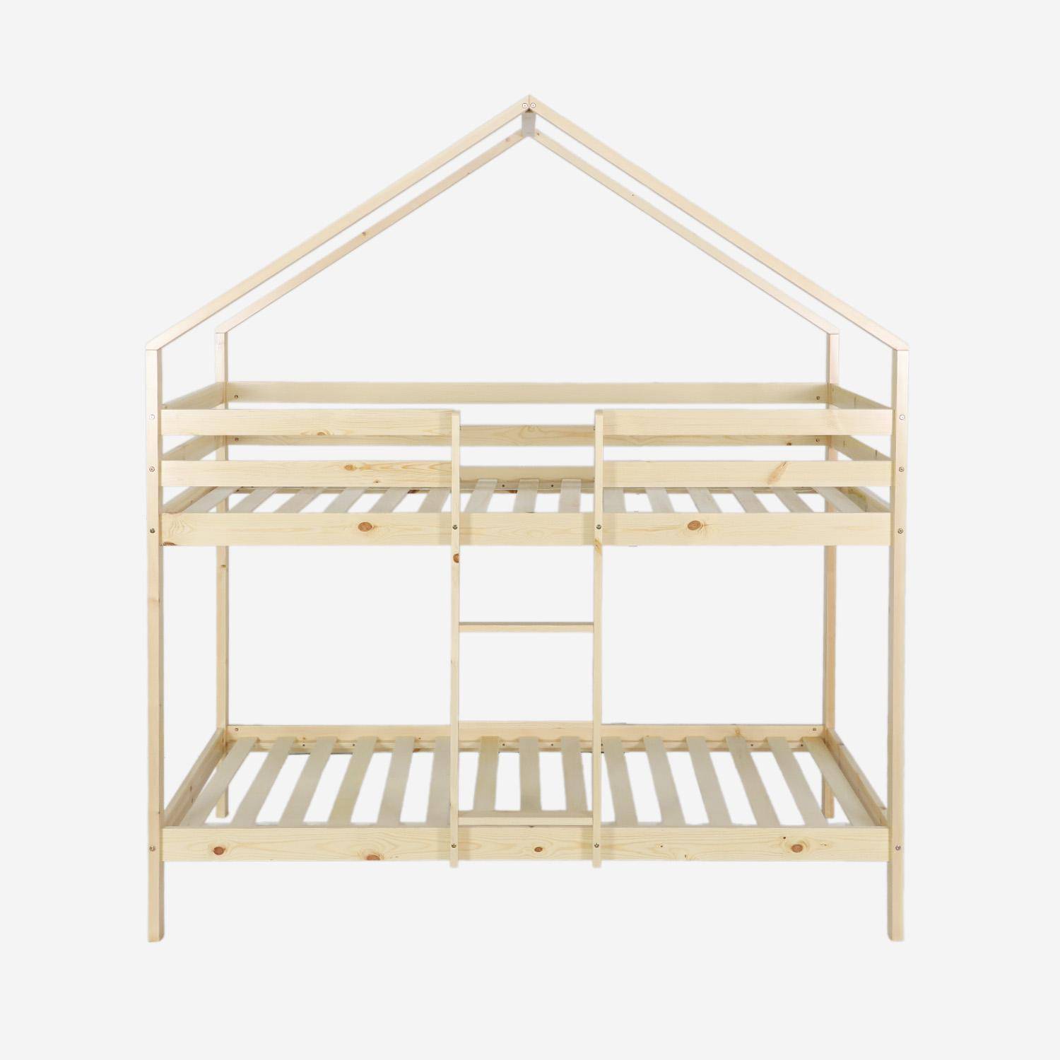 Litera infantil cabaña de pino natural, 90cm, Roya, Natural, 223x199x96 cm,sweeek,Photo3