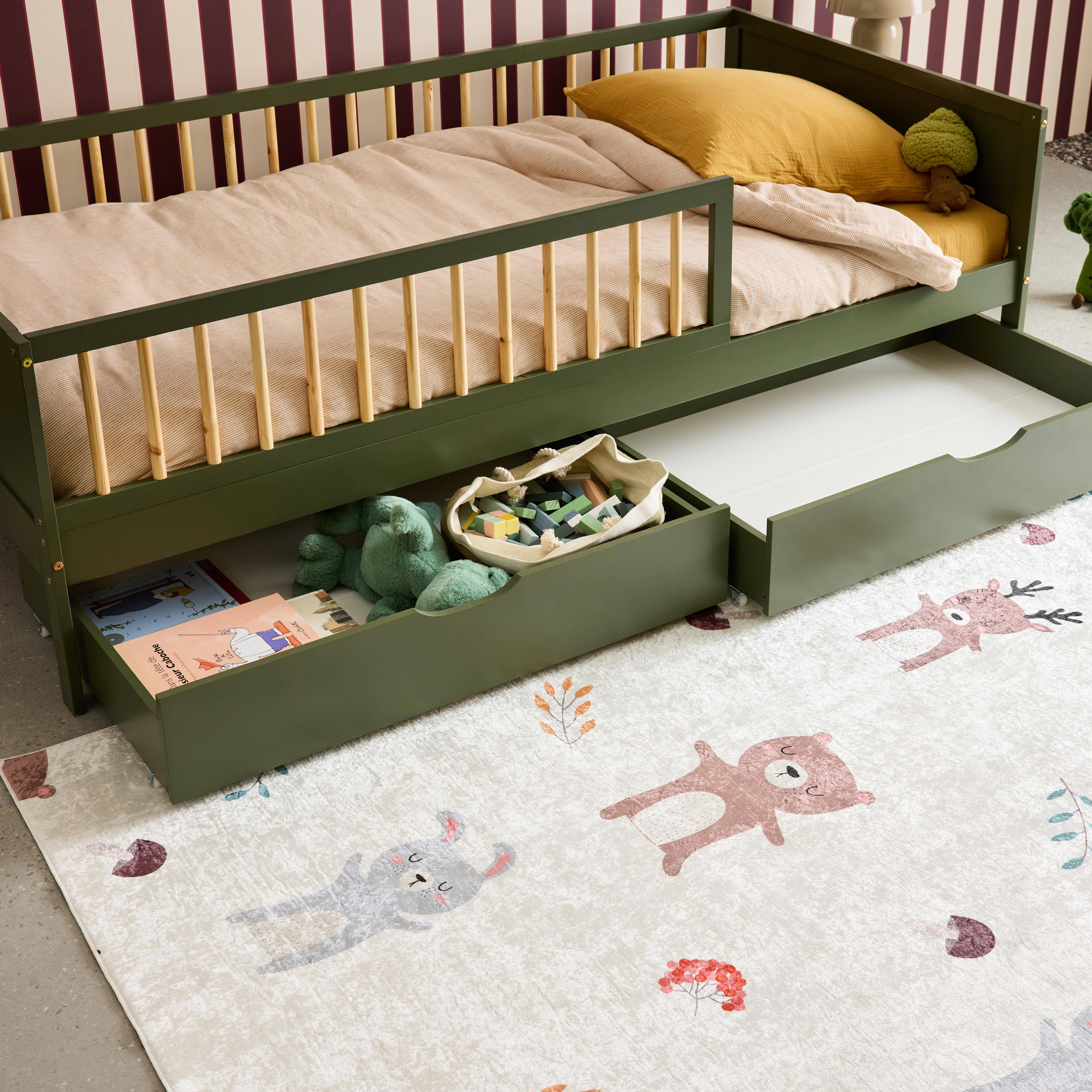 Set of 2 children's bed drawers pine wood, green 95x60x20 cm,sweeek,Photo2