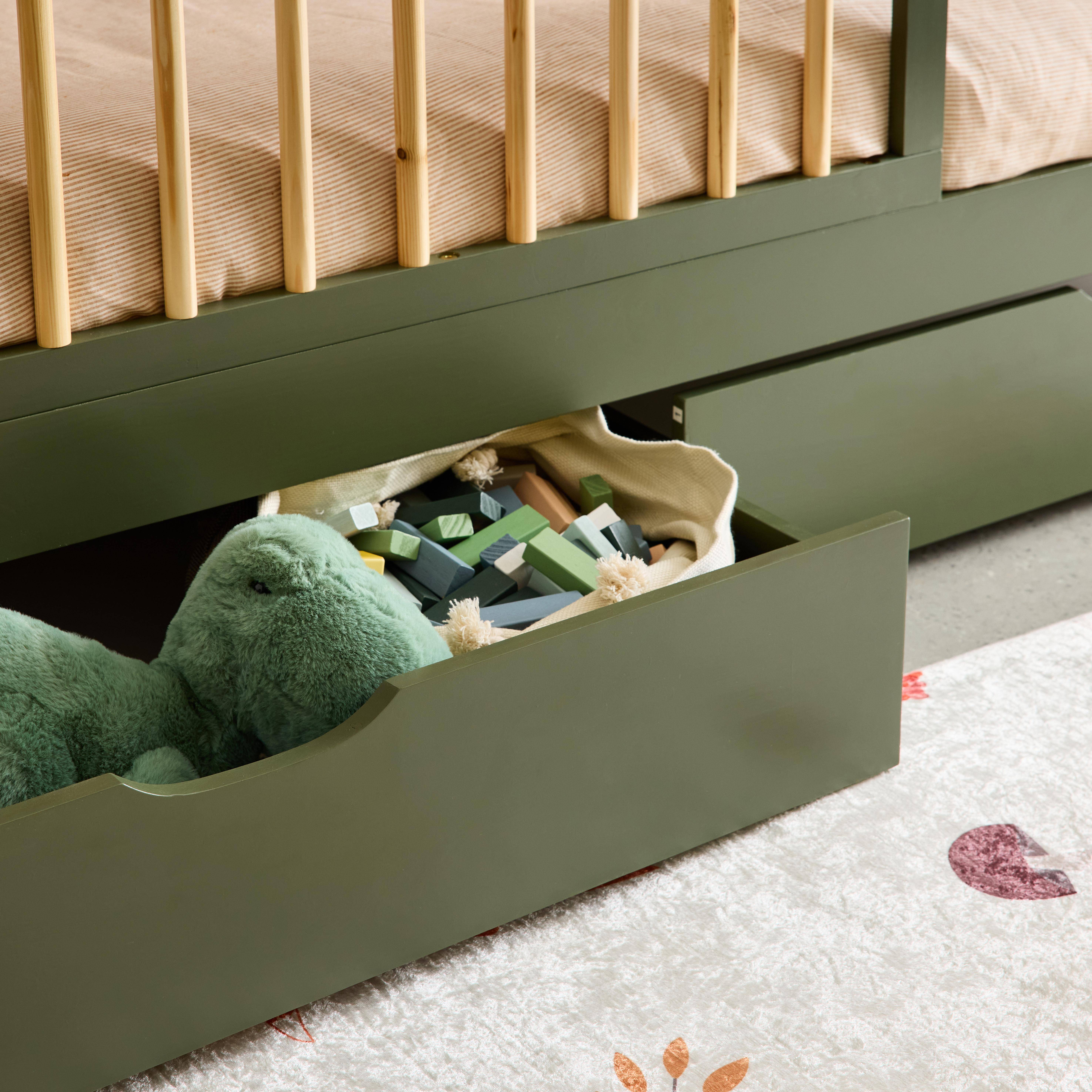 Set of 2 children's bed drawers pine wood, green 95x60x20 cm Photo3