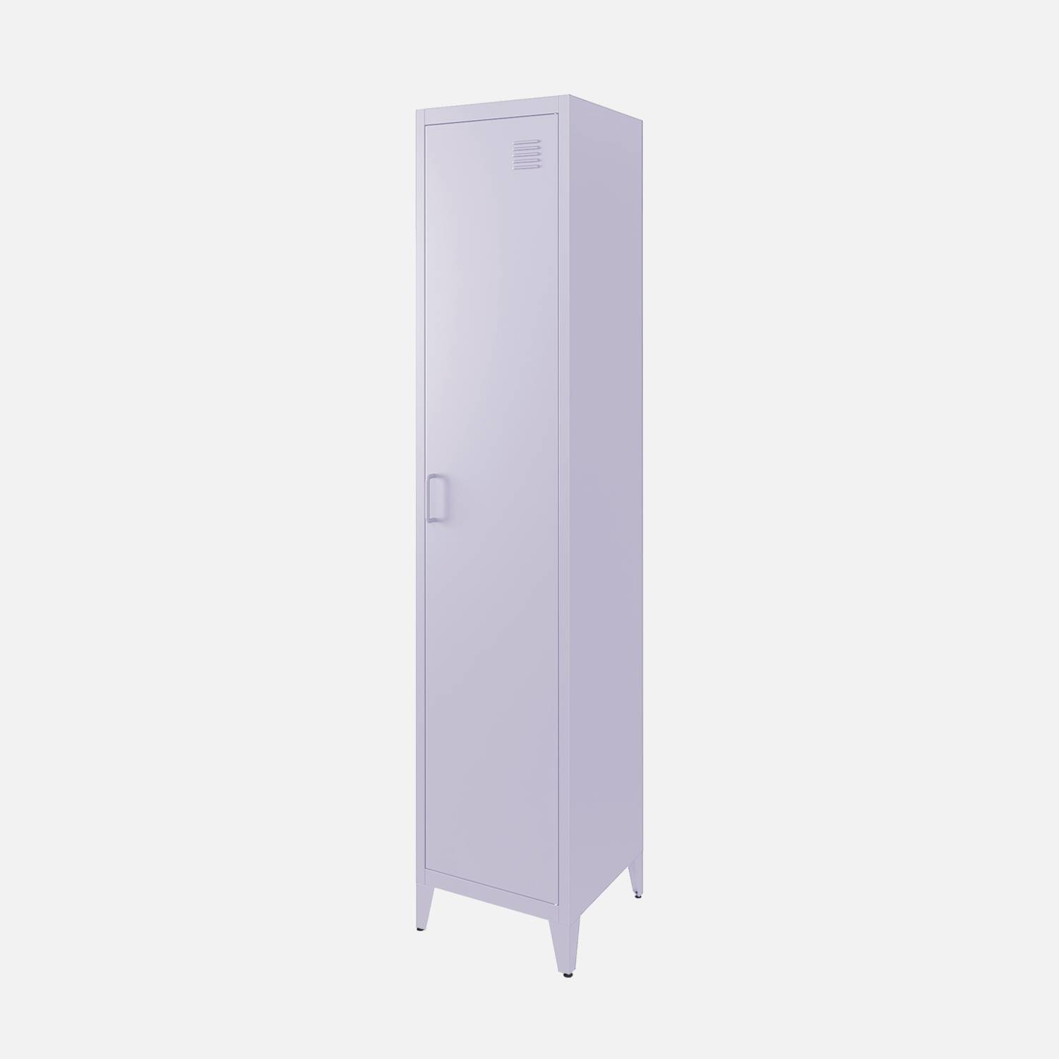 Armoire chambre acier lilas, 4 espaces de rangement