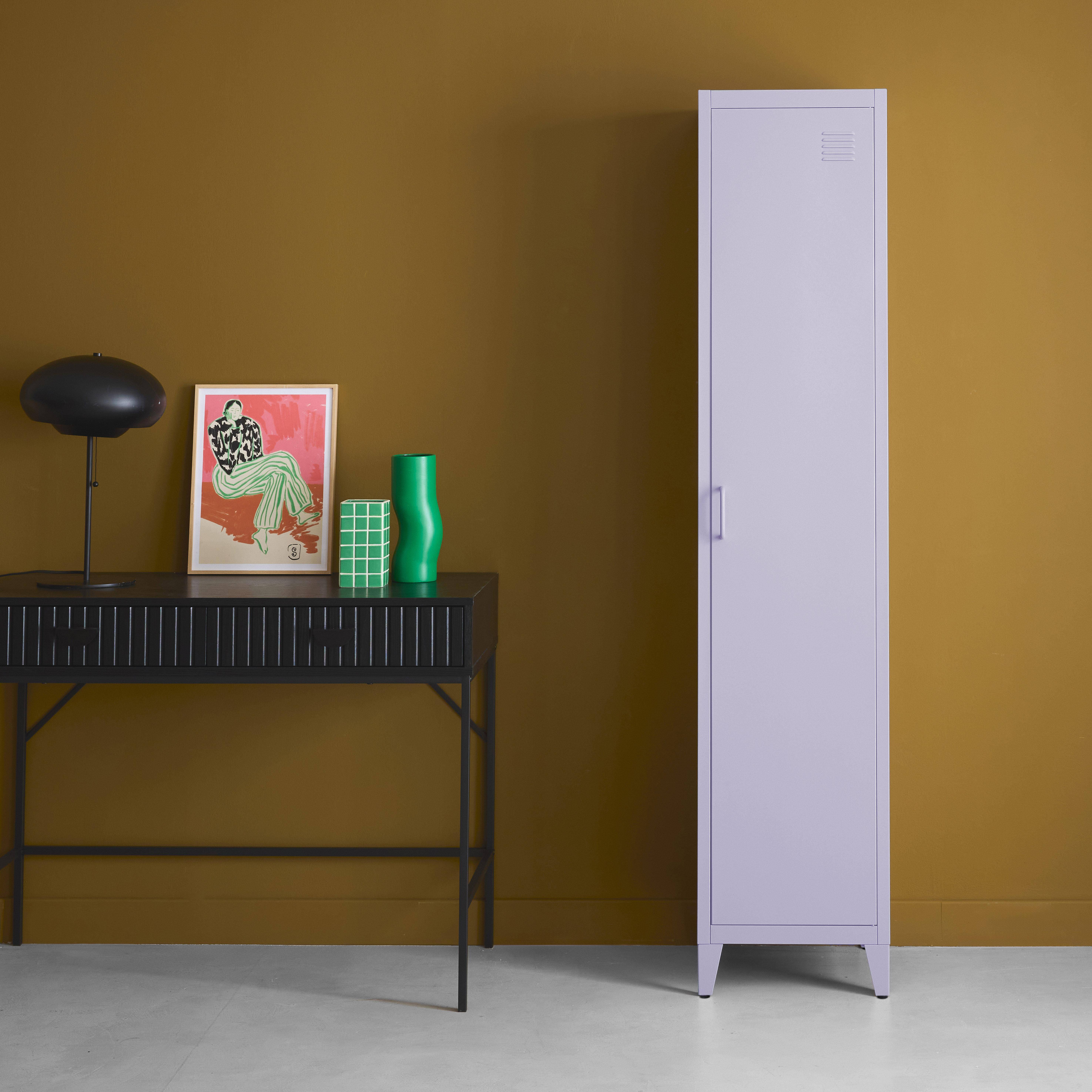 Industriële metalen kast 4 vakken 1 deur lila L 38 x B 38 x H 180 cm - Soho Photo2
