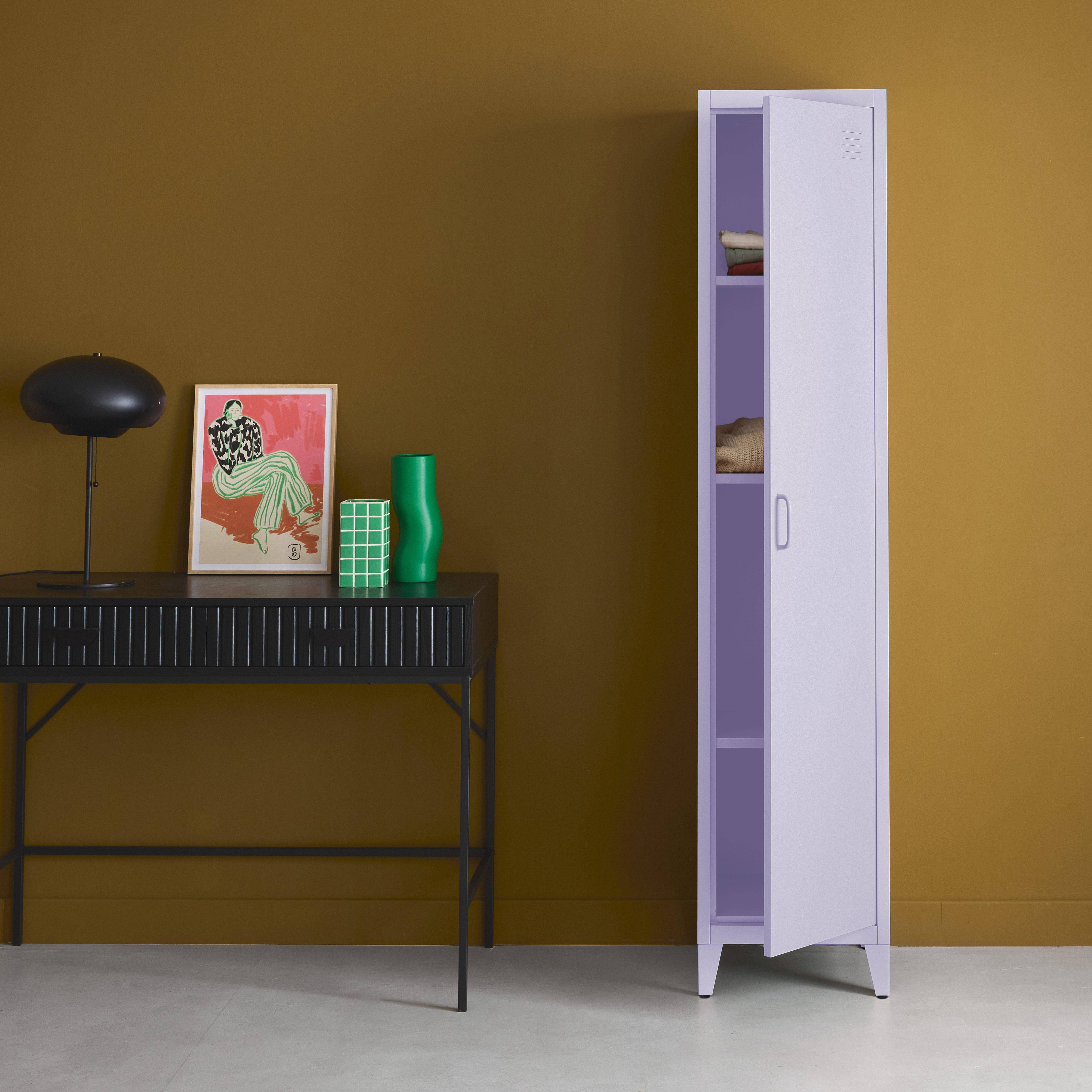 Industriële metalen kast 4 vakken 1 deur lila L 38 x B 38 x H 180 cm - Soho Photo1