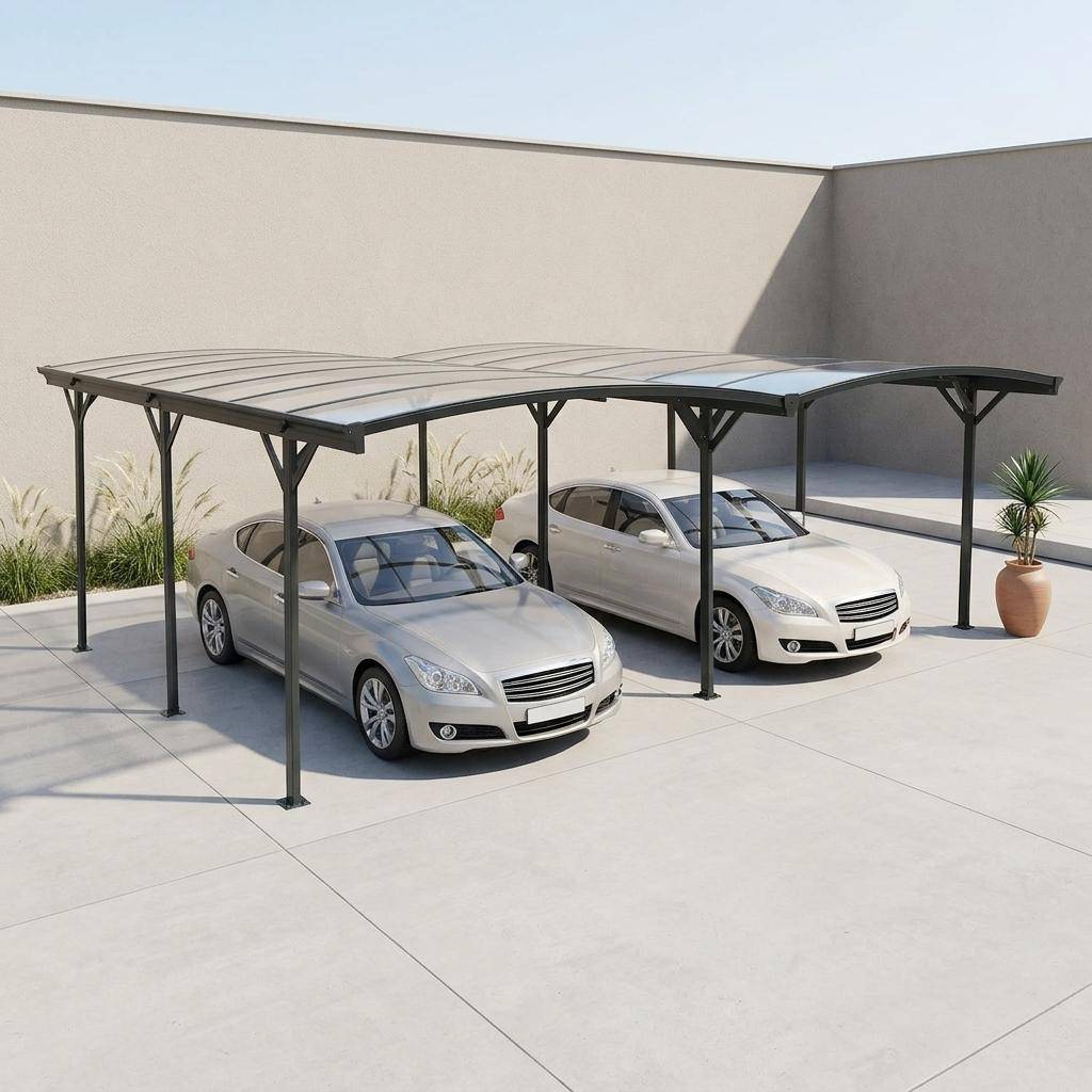 Carport avec extension 30m² aluminium anthracite et polycarbonate - Le Mans 5x6m - abri de voiture 505 x 600 x 239 cm,sweeek,Photo1