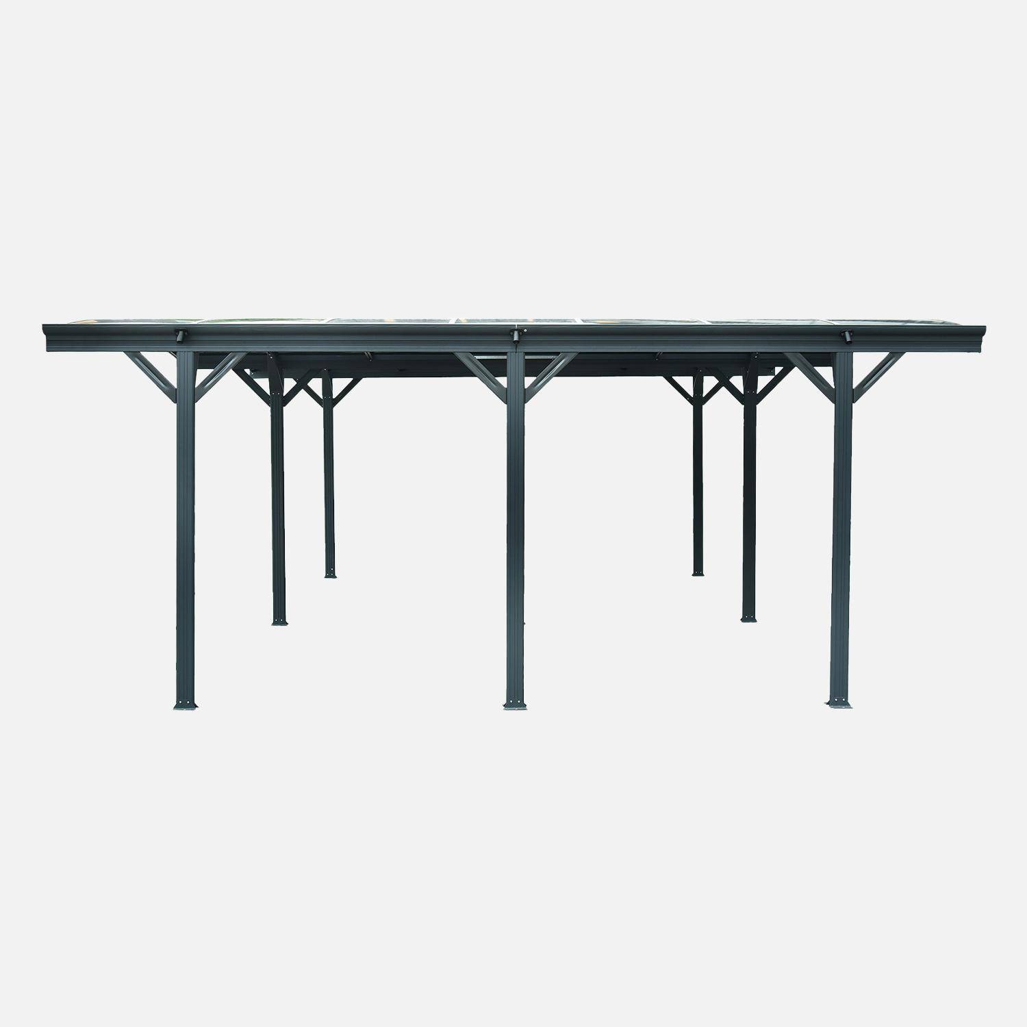 Carport avec extension 30m² aluminium anthracite et polycarbonate - Le Mans 5x6m - abri de voiture 505 x 600 x 239 cm Photo3