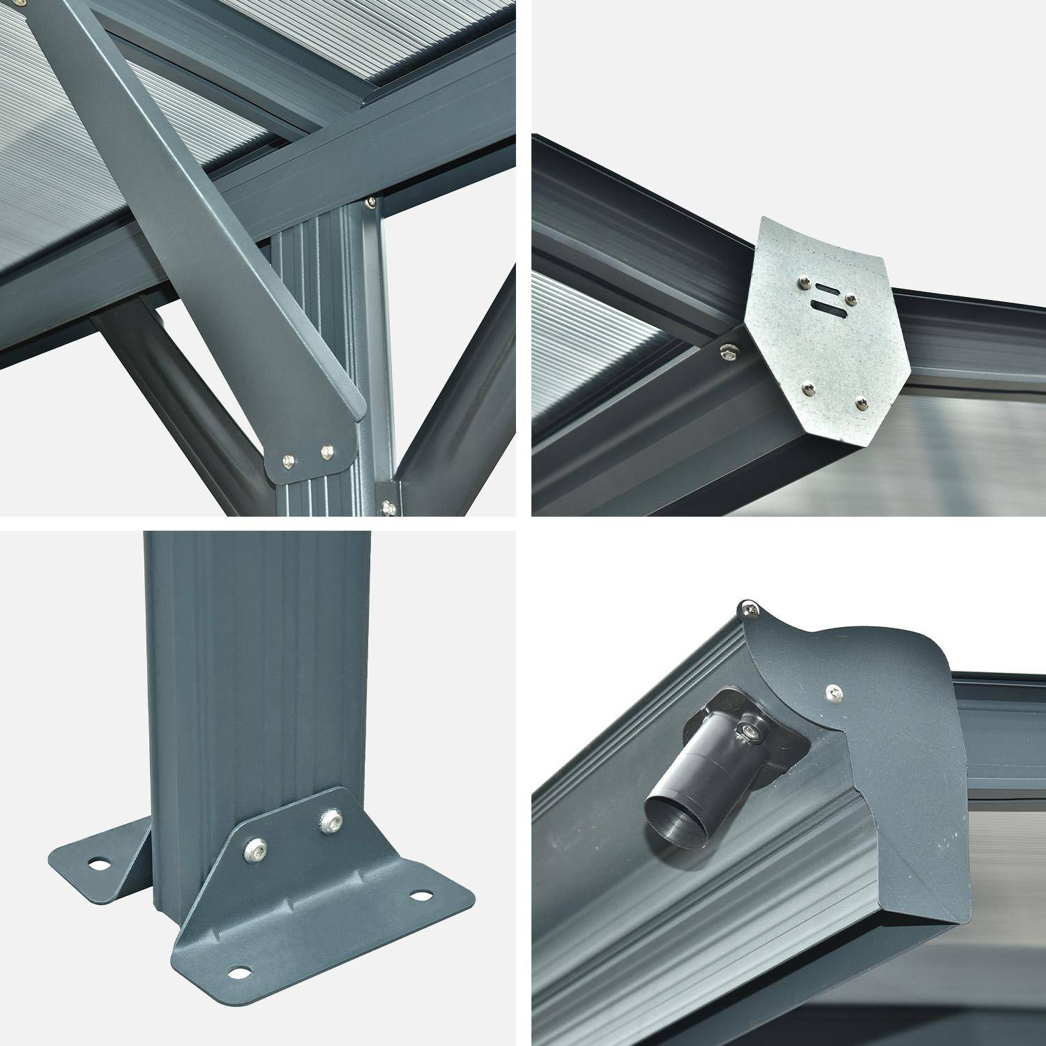 Carport avec extension 30m² aluminium anthracite et polycarbonate - Le Mans 5x6m - abri de voiture 505 x 600 x 239 cm,sweeek,Photo4