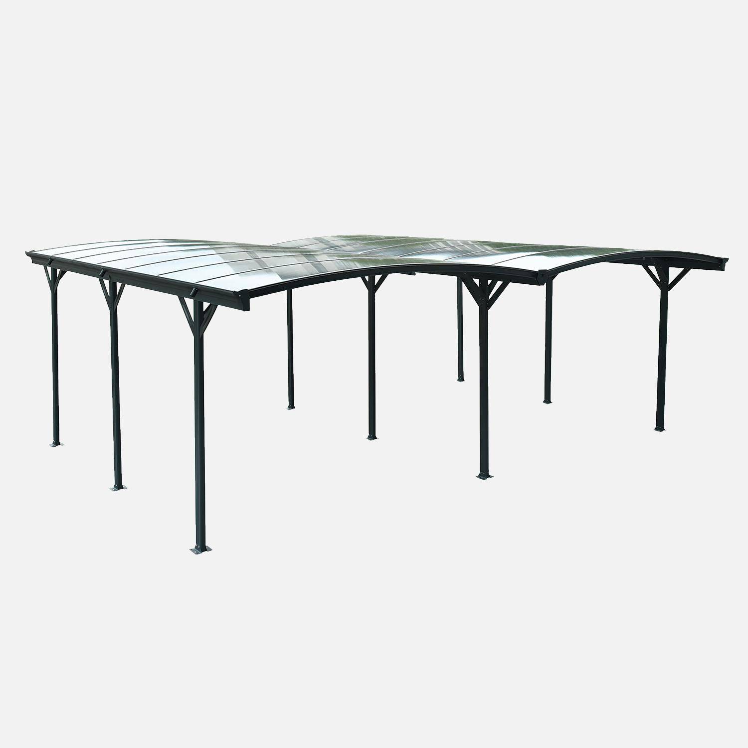 Carport avec extension 30m² aluminium anthracite et polycarbonate - Le Mans 5x6m - abri de voiture 505 x 600 x 239 cm Photo1