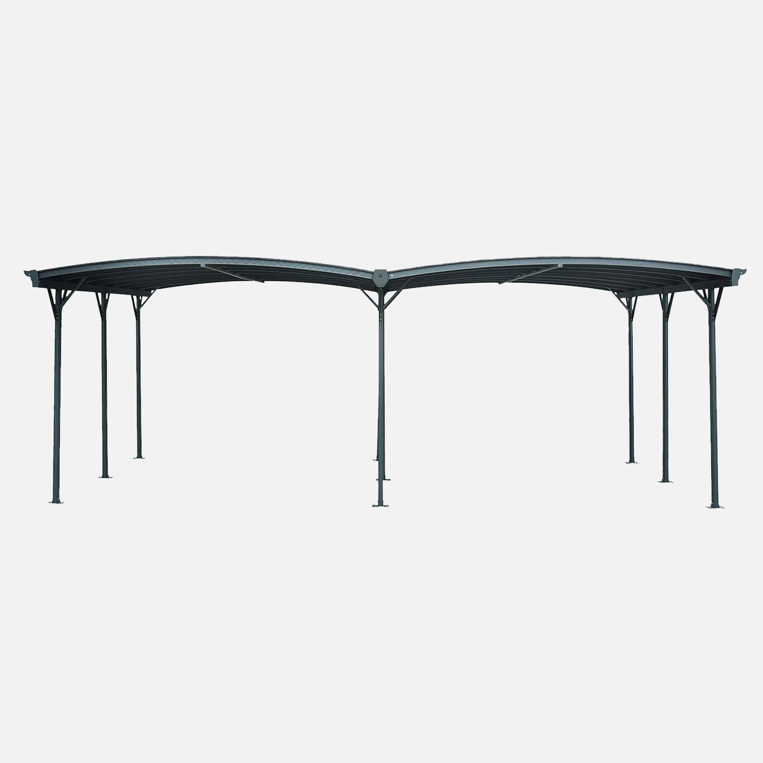 Carport avec extension 30m² aluminium anthracite et polycarbonate - Le Mans 5x6m - abri de voiture 505 x 600 x 239 cm Photo2