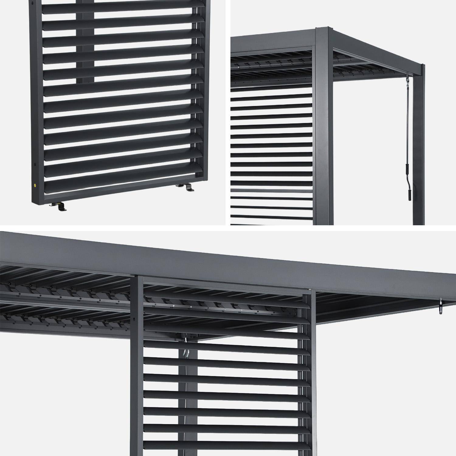 Persiana con lamelle orientabili 100cm per pergola bioclimatica in alluminio Palace Antracite - 90.7x10x208.8 cm Photo7