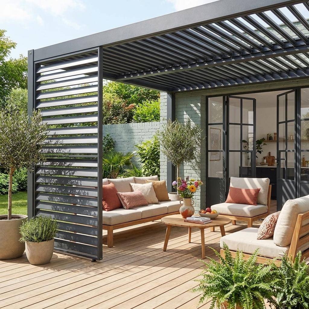 Persiana para pérgola bioclimática de aluminio de 1.3m Antracita - 123.8x10x208.8 cm Photo1