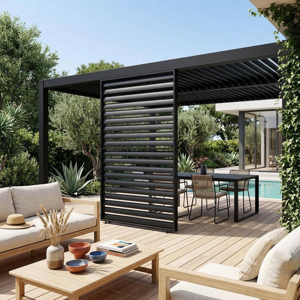 Persienne 130cm pour pergola bioclimatique aluminium anthracite Palace,sweeek,Photo1