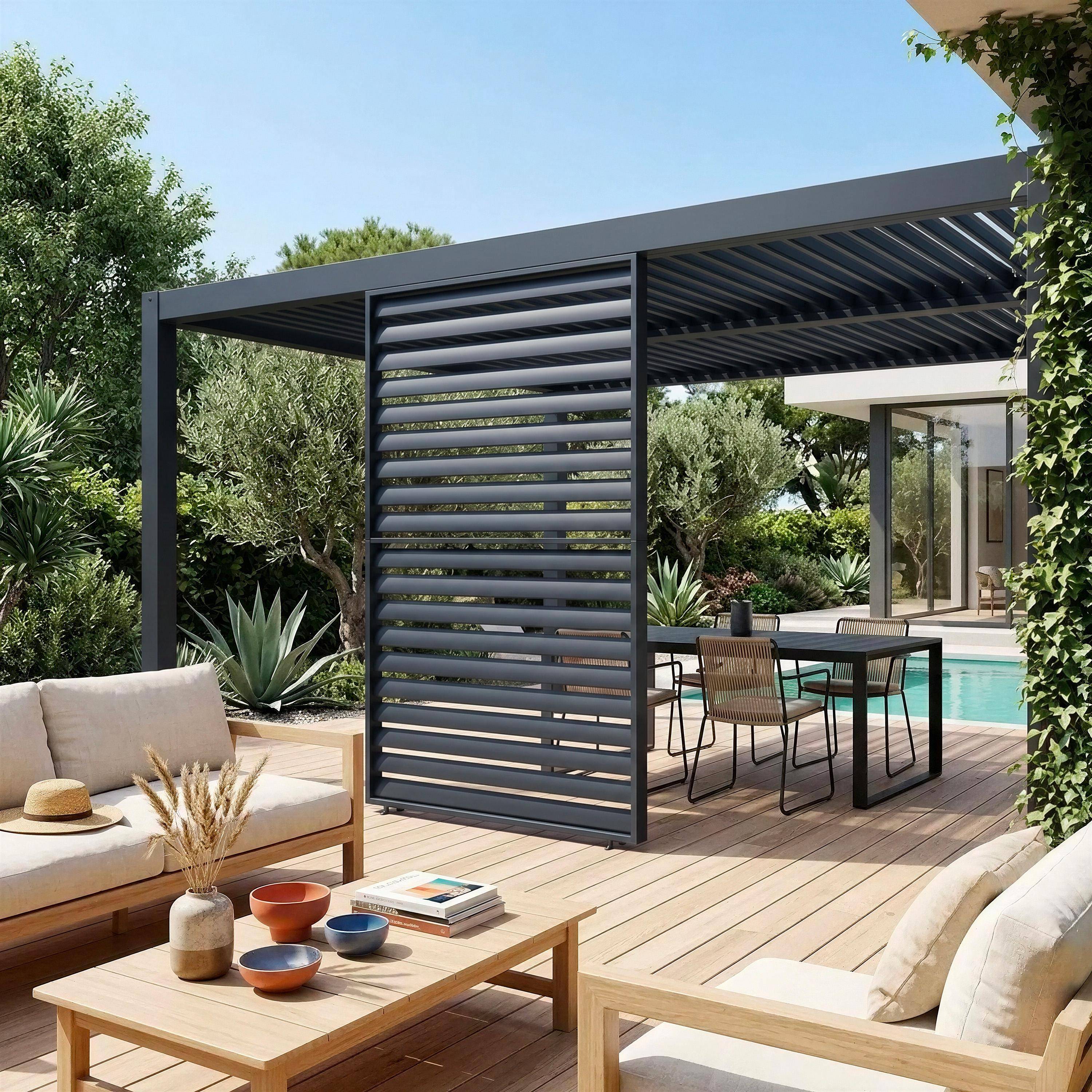 Persienne 124cm pour pergola bioclimatique aluminium anthracite Palace Photo1