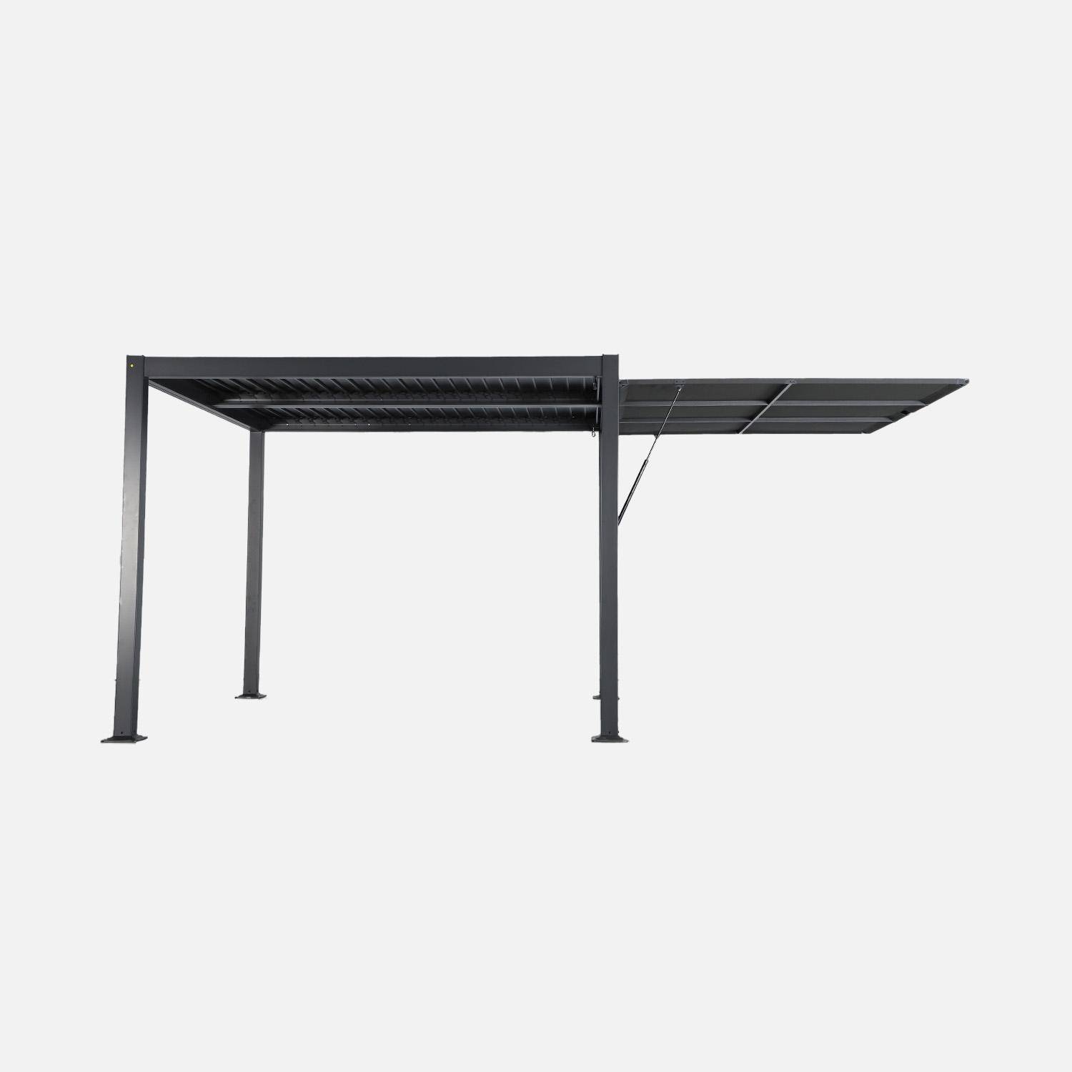 Toldo de aluminio y textileno para pérgola bioclimática, 3m   Antracita - 272x10x206 cm,sweeek,Photo2