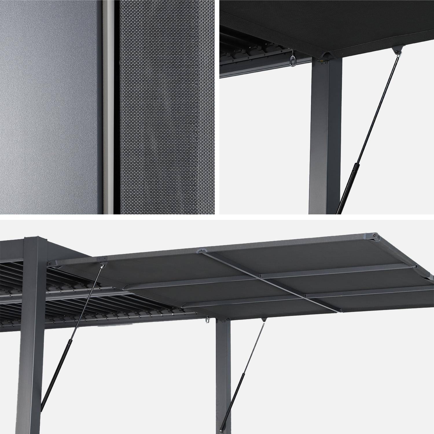 Toldo de aluminio y textileno para pérgola bioclimática, 3m   Antracita - 272x10x206 cm Photo3