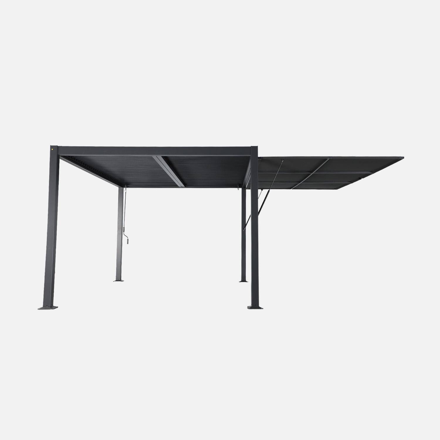Toldo de aluminio y textileno para pérgola bioclimática, 4m Antracita - 338x10x206 cm Photo2