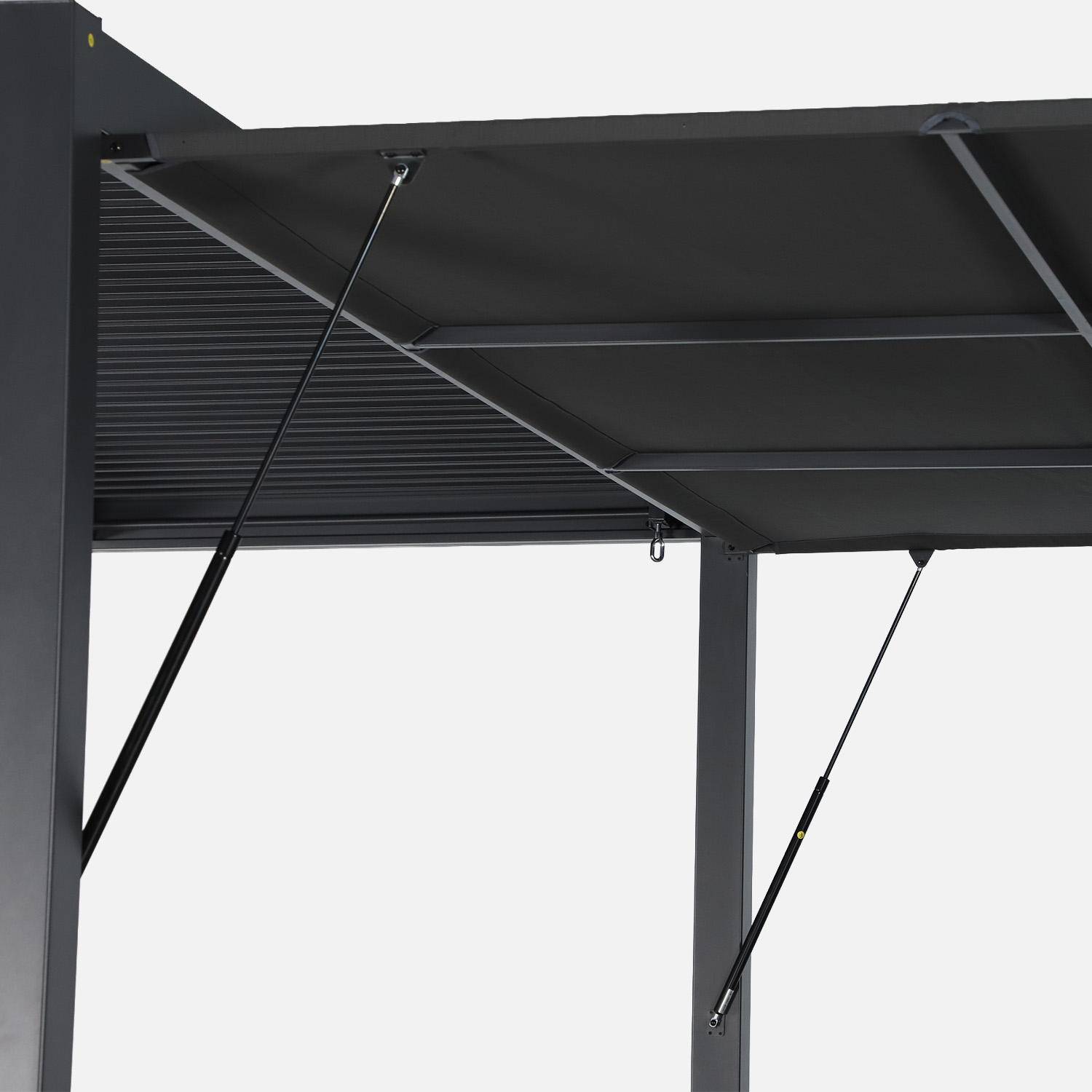 Toldo de aluminio y textileno para pérgola bioclimática, 4m Antracita - 338x10x206 cm Photo3