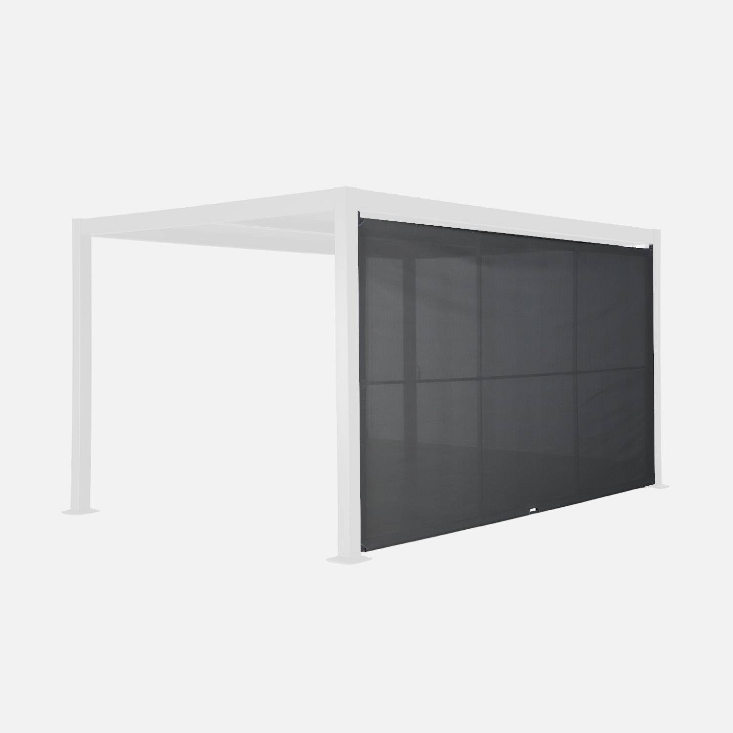 Estor lateral abatible de aluminio y textileno para pérgola bioclimática, 4m   Antracita - 338x10x206 cm,sweeek,Photo3