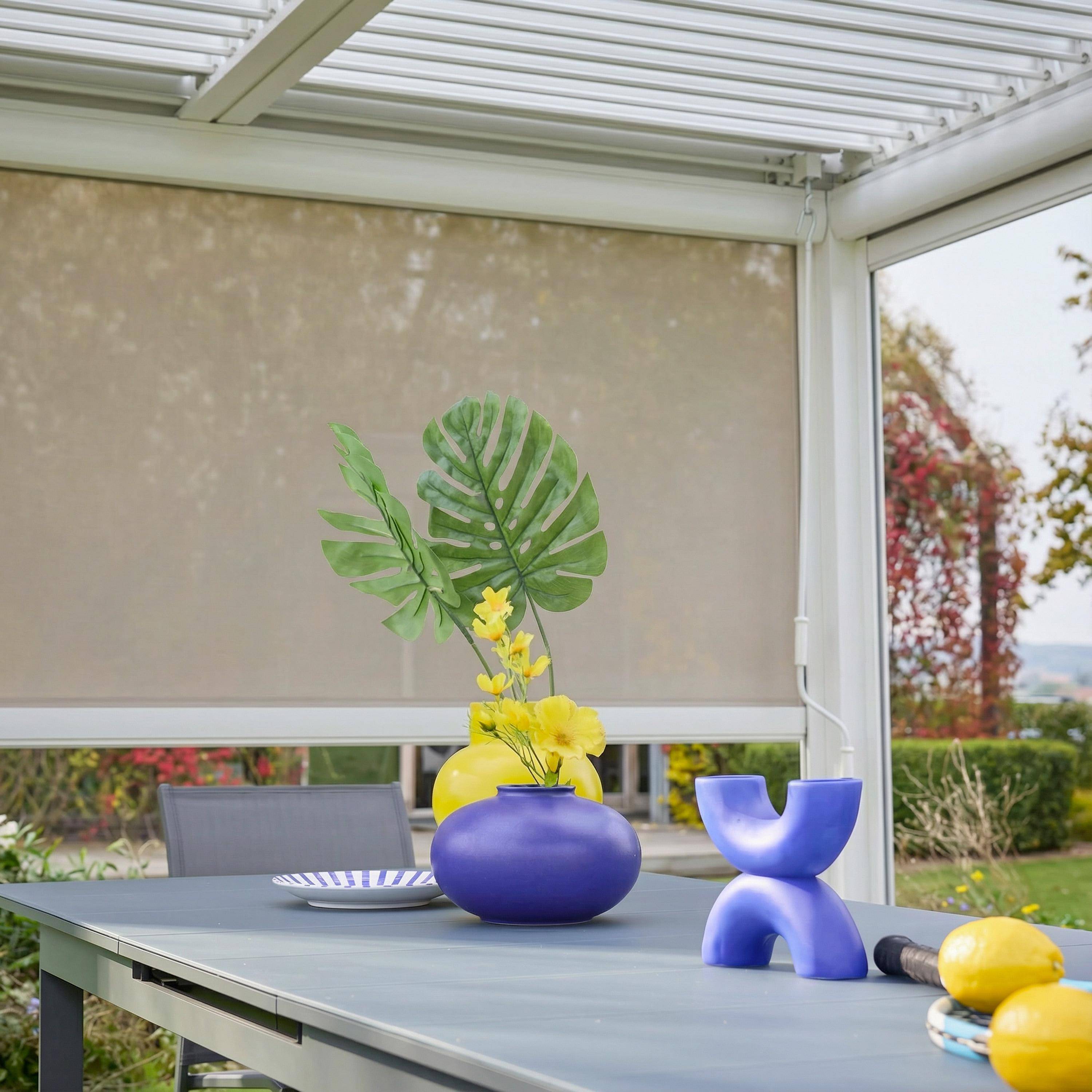 Store latéral 3m blanc pour pergola bioclimatique Palace,sweeek,Photo2