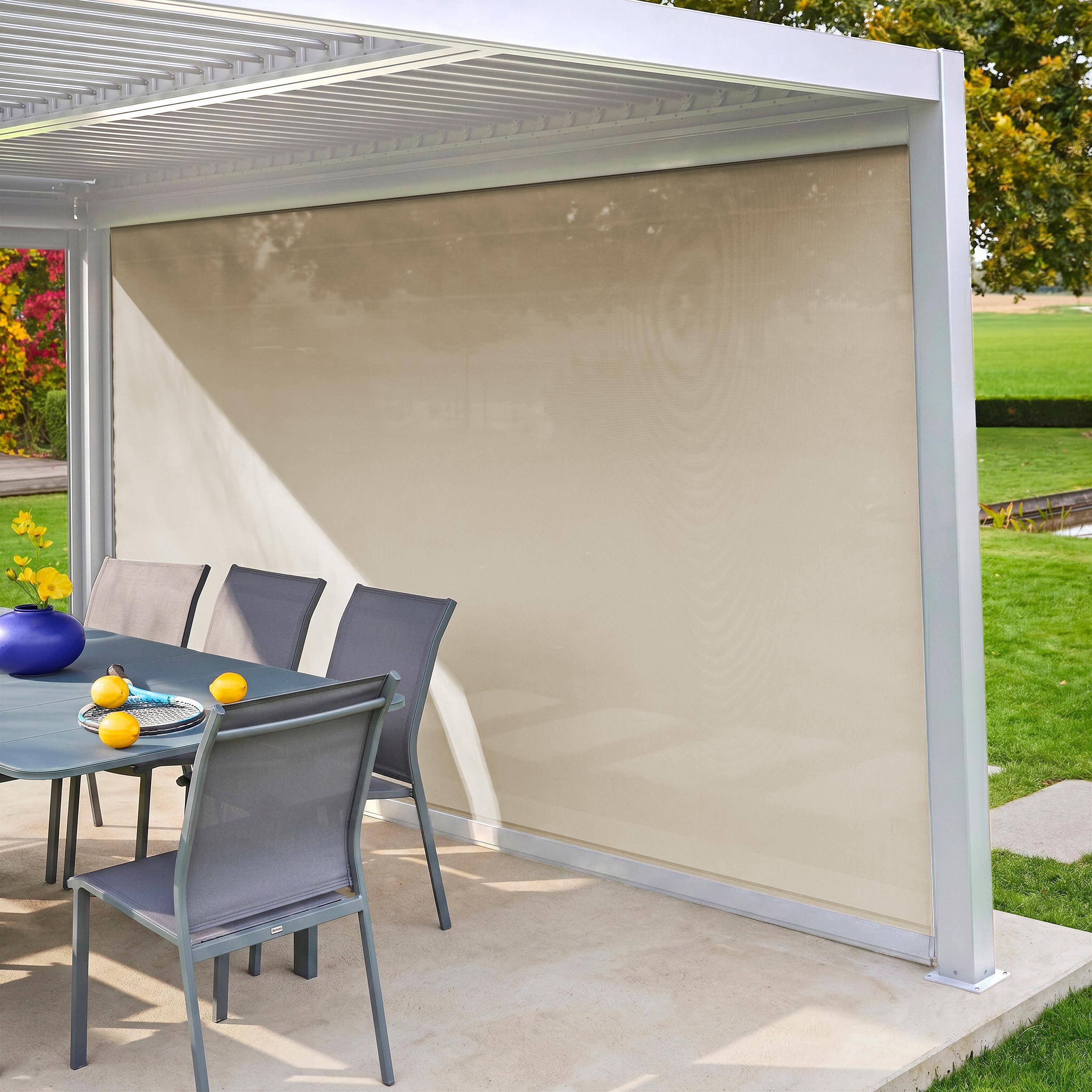  Tenda laterale avvolgibile alluminio e textilene per pergola, 4m Bianco - 371.7x10x209 cm Photo1