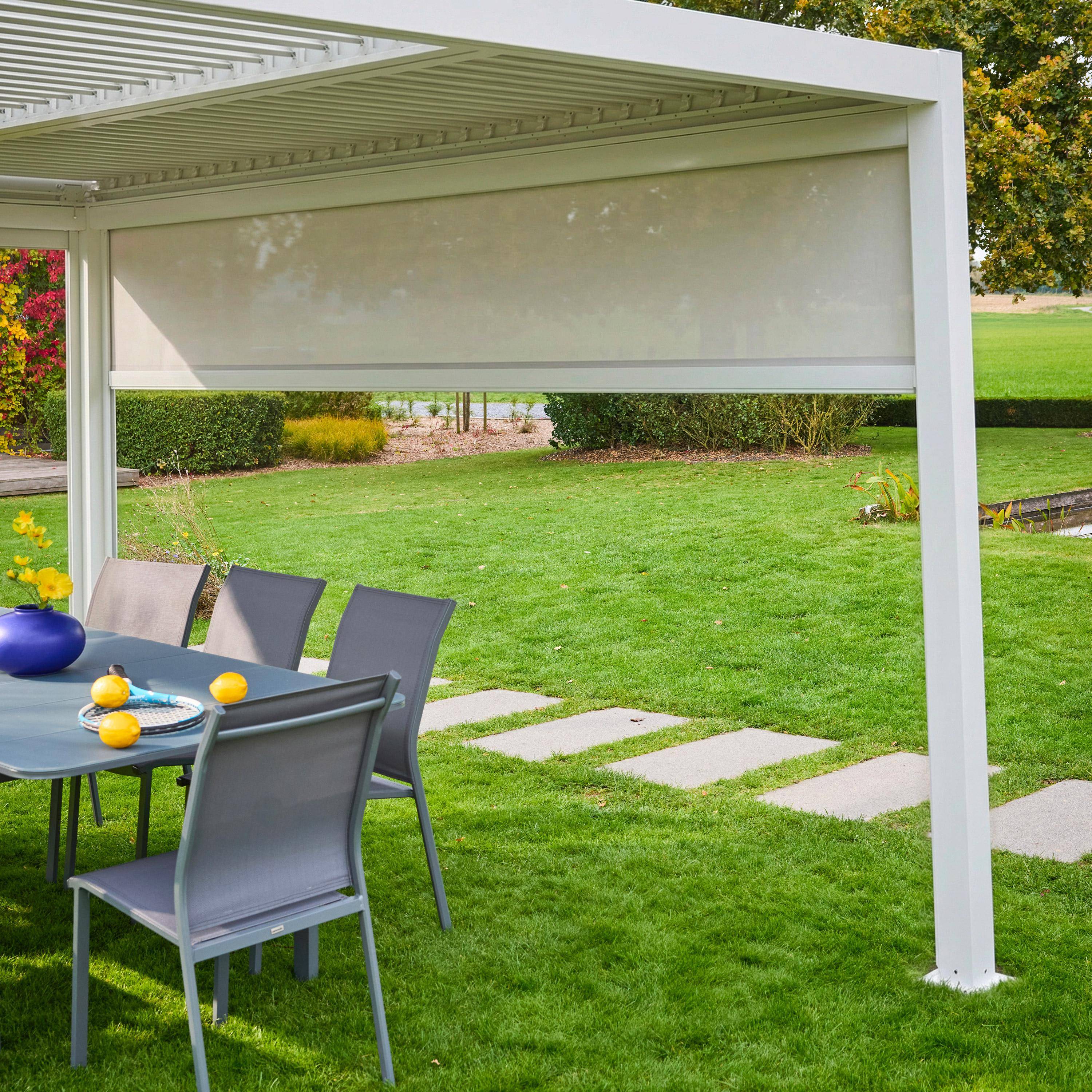 Store latéral 4m blanc pour pergola bioclimatique Palace,sweeek,Photo2