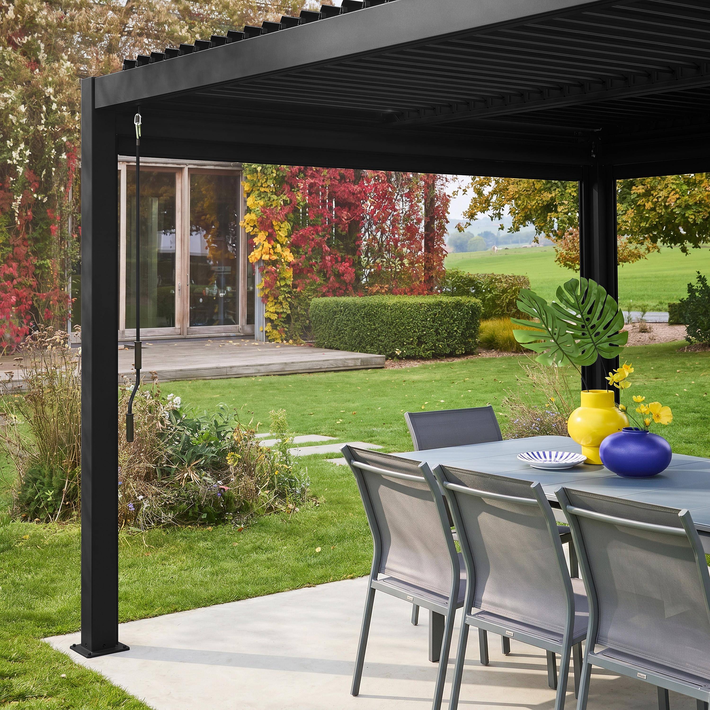 Zonnescherm van 3m aluminium en textileen voor Palace pergola 3x3m, 4x3m en 6x3m zwart - Palace Photo2