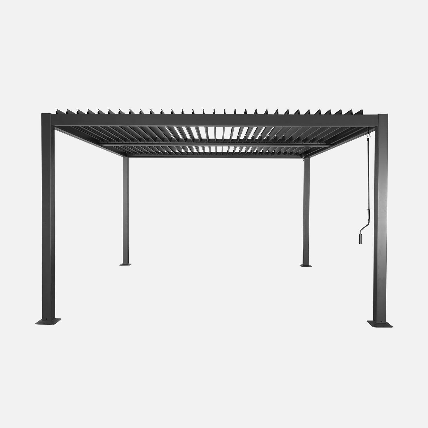 Pergola bioclimatique anthracite aluminium et acier lames orientables 3,6x3,6m Palace Photo2