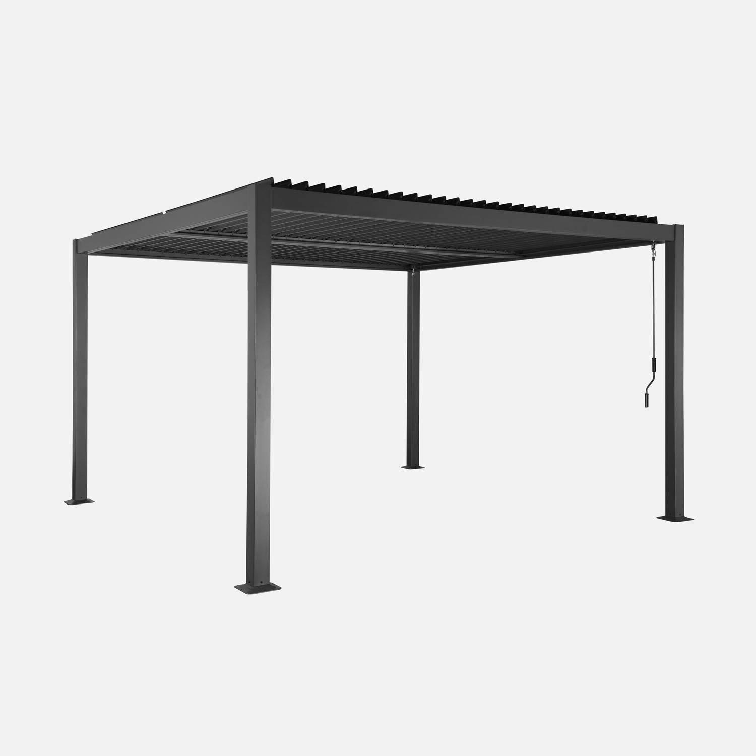 Pergola bioclimatique anthracite aluminium et acier lames orientables 3,6x3,6m Palace Photo1