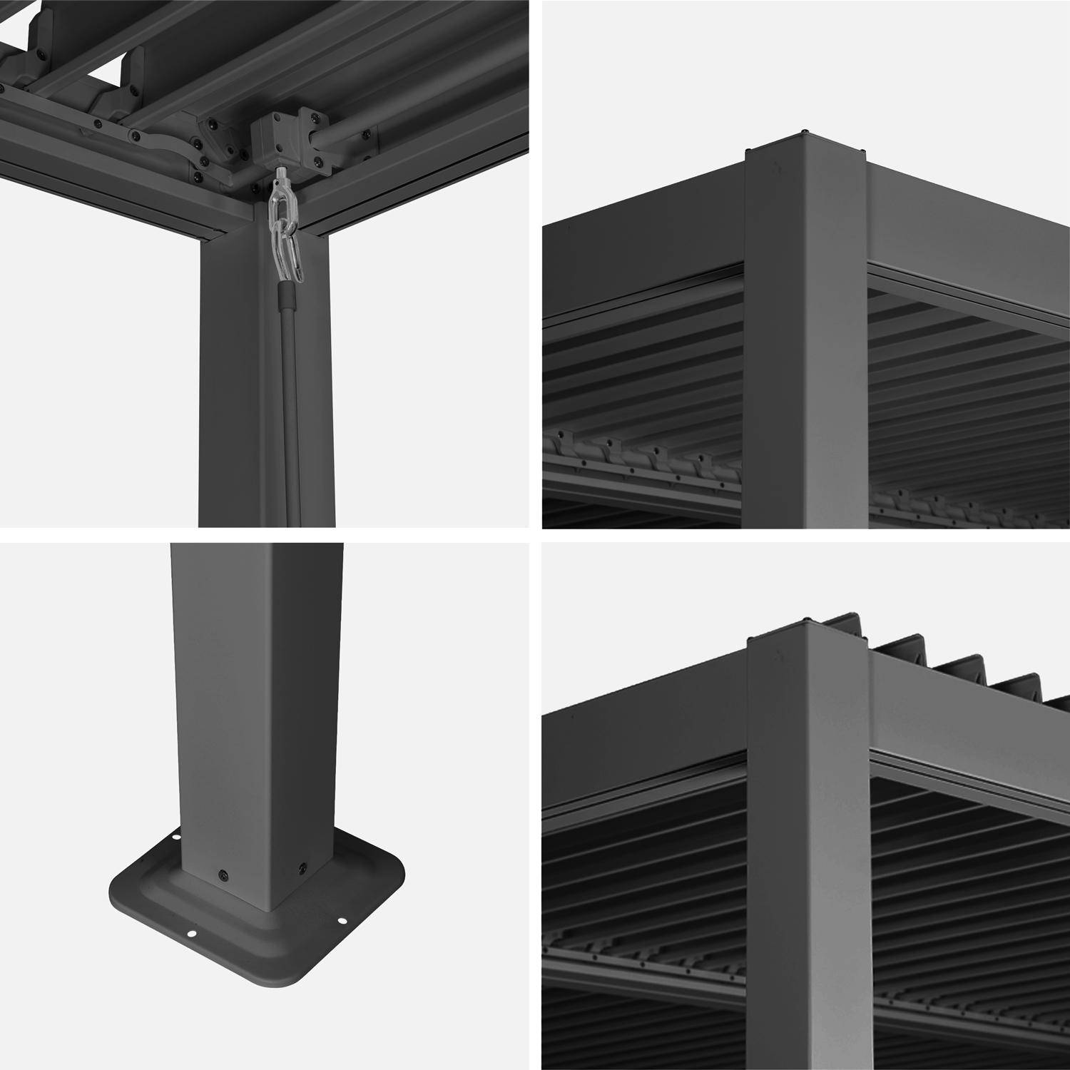 Pergola bioclimatique anthracite aluminium et acier lames orientables 3,6x3,6m Palace,sweeek,Photo5