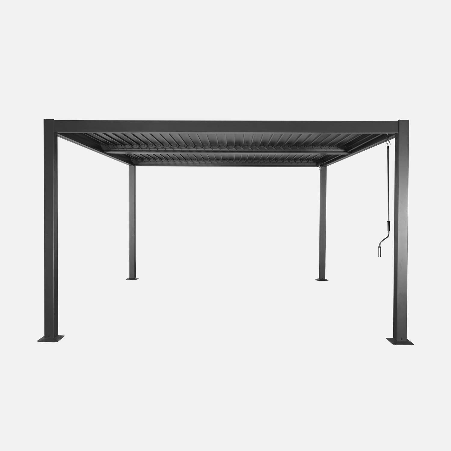 Pergola bioclimatique anthracite aluminium et acier lames orientables 3,6x3,6m Palace Photo3