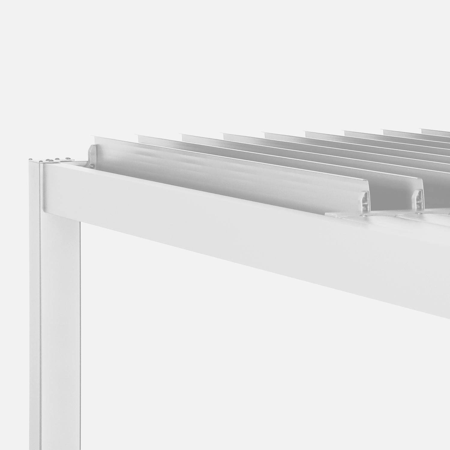 Pergola bioclimatique blanc aluminium et acier lames orientables 3,6x3,6m Palace Photo4