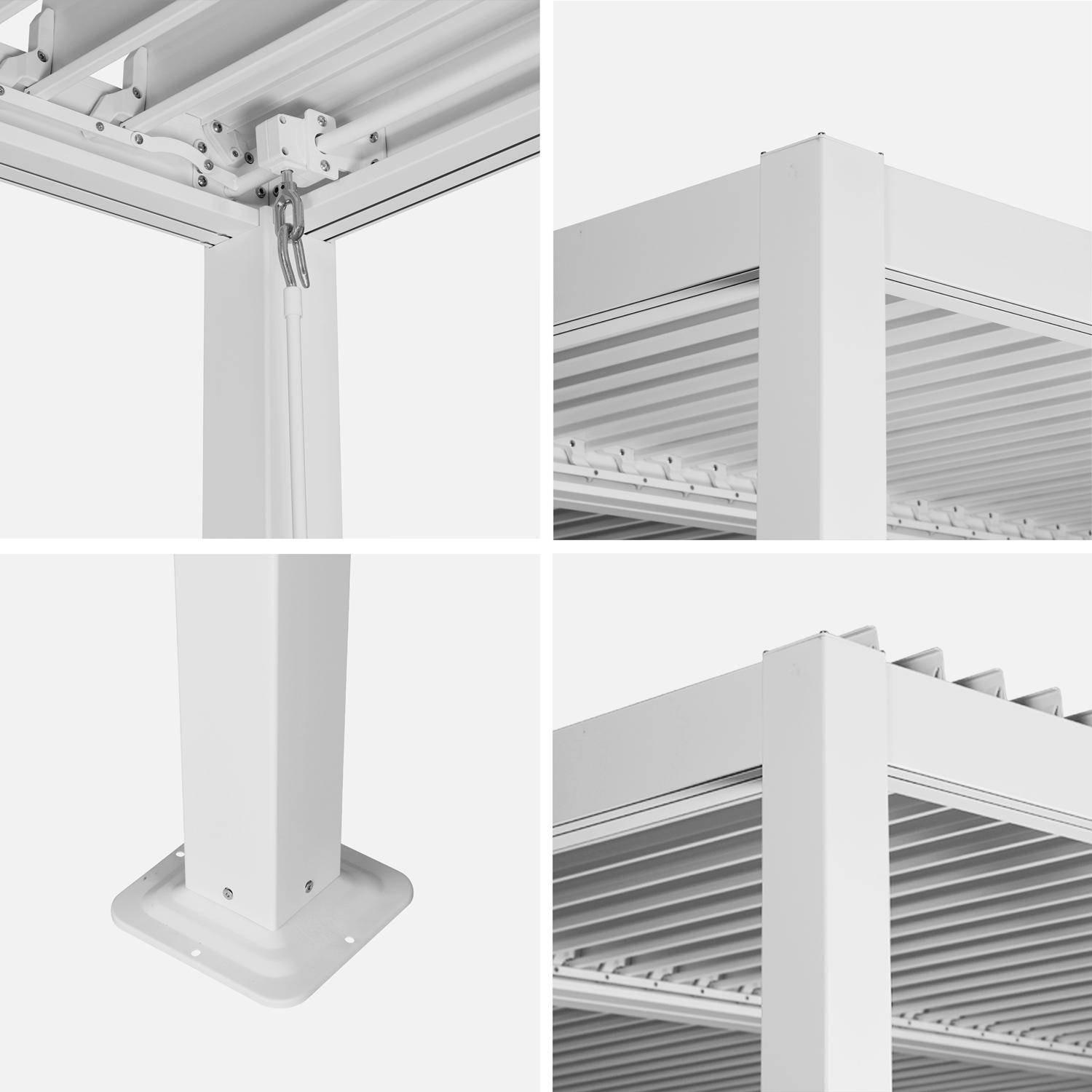 Pergola bioclimatique blanc aluminium et acier lames orientables 3,6x3,6m Palace Photo5