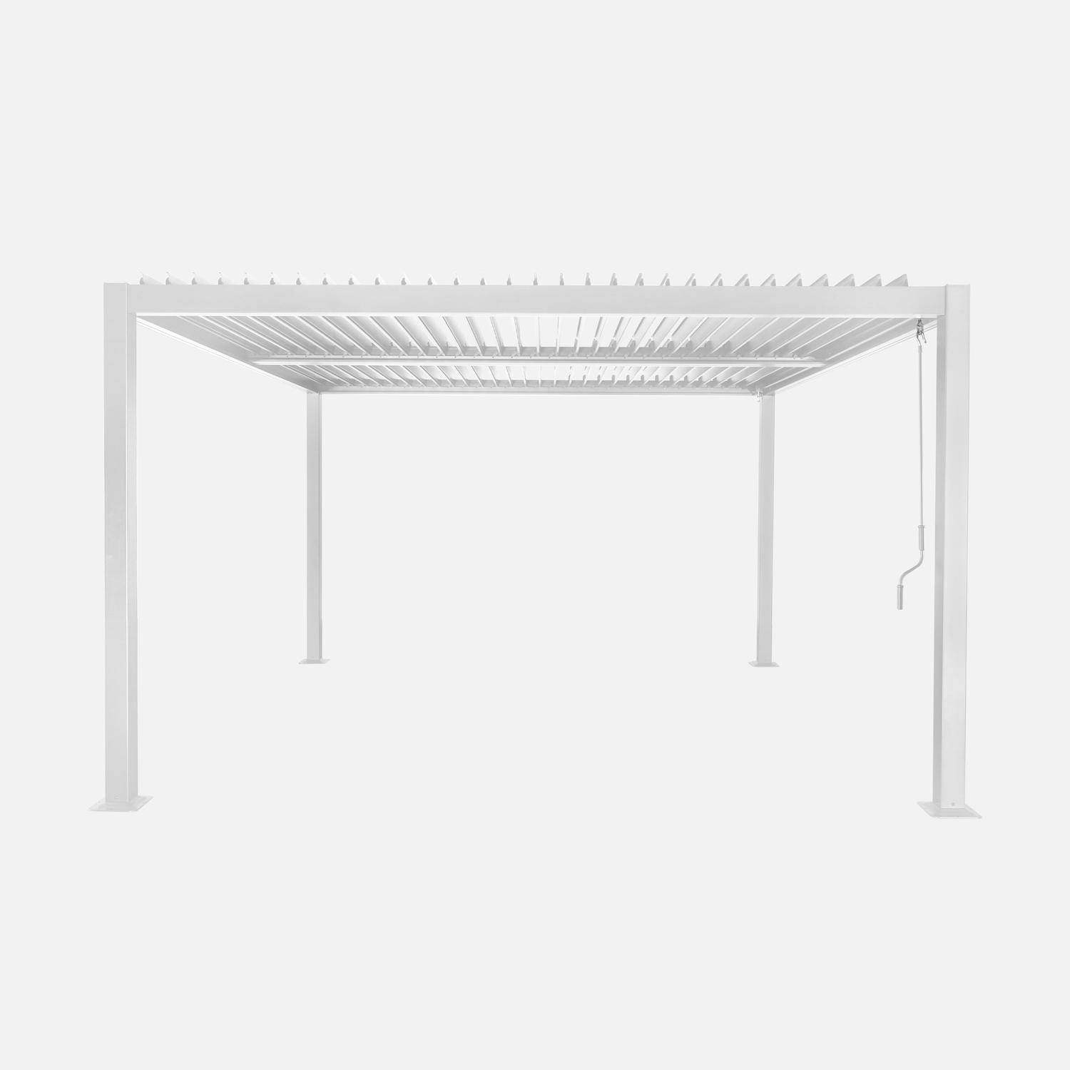 Pergola bioclimatique blanc aluminium et acier lames orientables 3,6x3,6m Palace,sweeek,Photo2