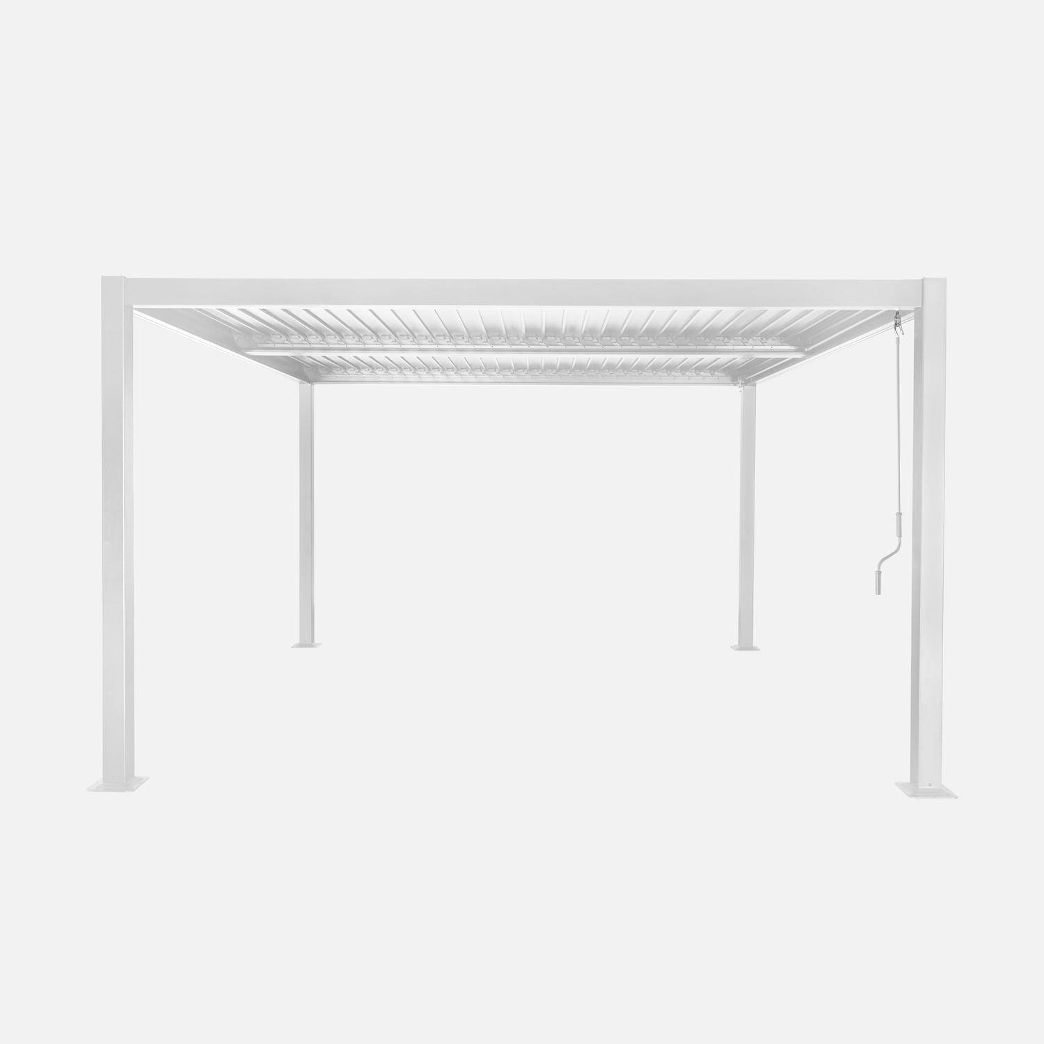 Pergola bioclimatique blanc aluminium et acier lames orientables 3,6x3,6m Palace Photo3