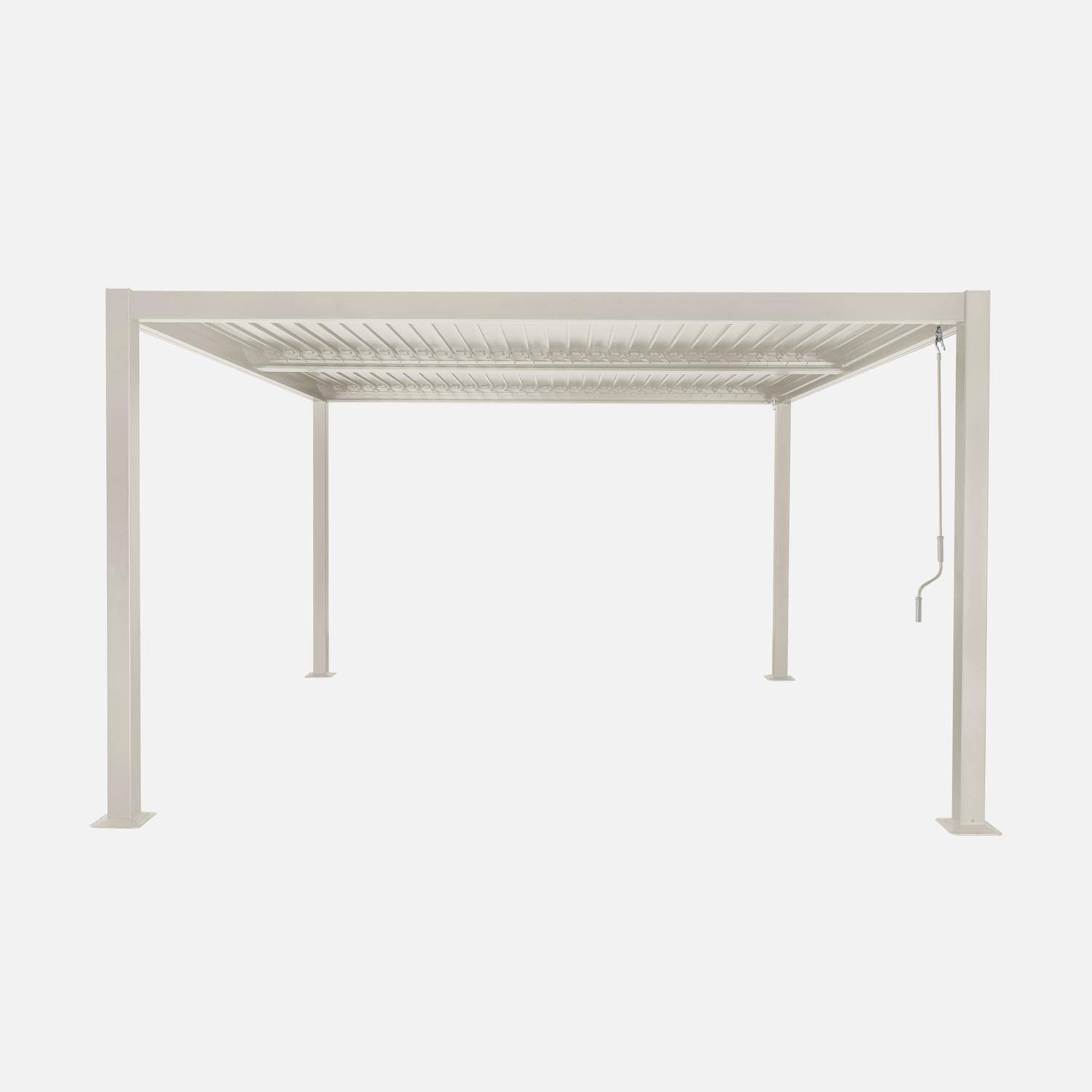 Louvered pergola aluminium and steel 3.6 x 3.6m beige - Palace,sweeek,Photo4