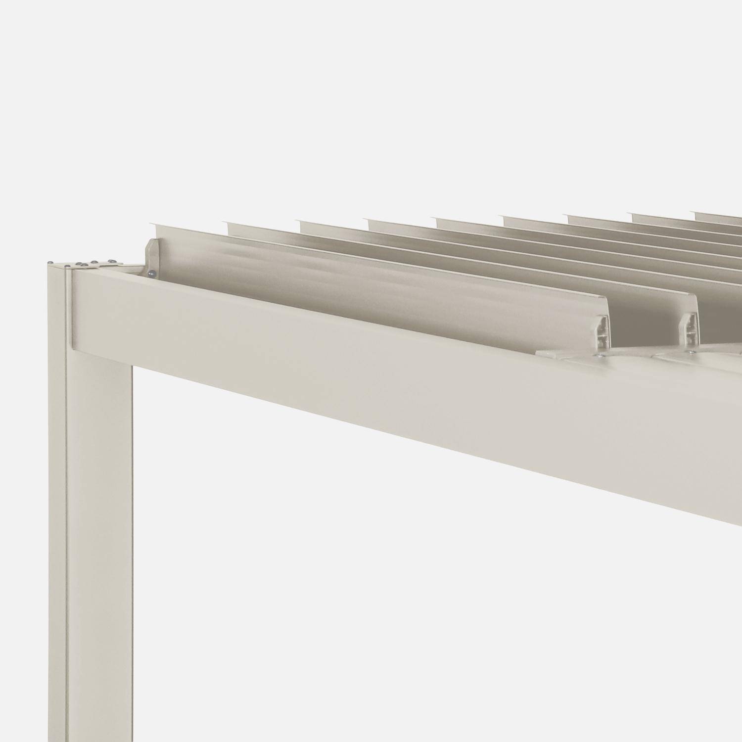 Pergola bioclimatique beige aluminium et acier lames orientables 3,6x3,6m Palace Photo4