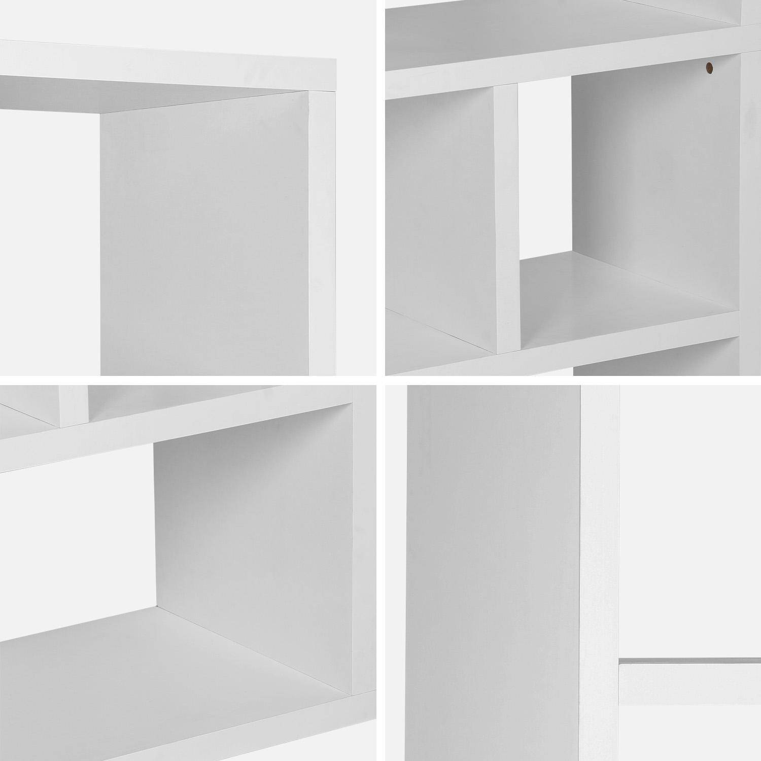 Libreria asimmetrica a 5 livelli con 10 scomparti, Basiks, Bianco, 111.2x39x190 cm,sweeek,Photo5