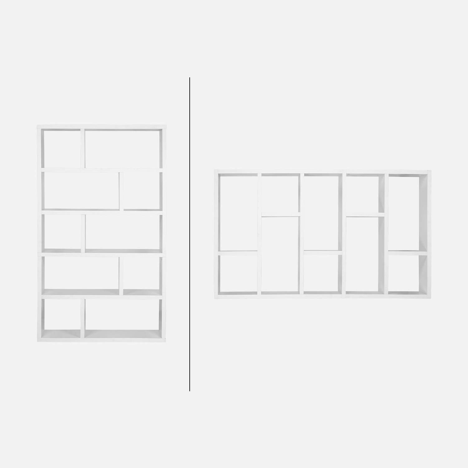 Libreria asimmetrica a 5 livelli con 10 scomparti, Basiks, Bianco, 111.2x39x190 cm Photo4