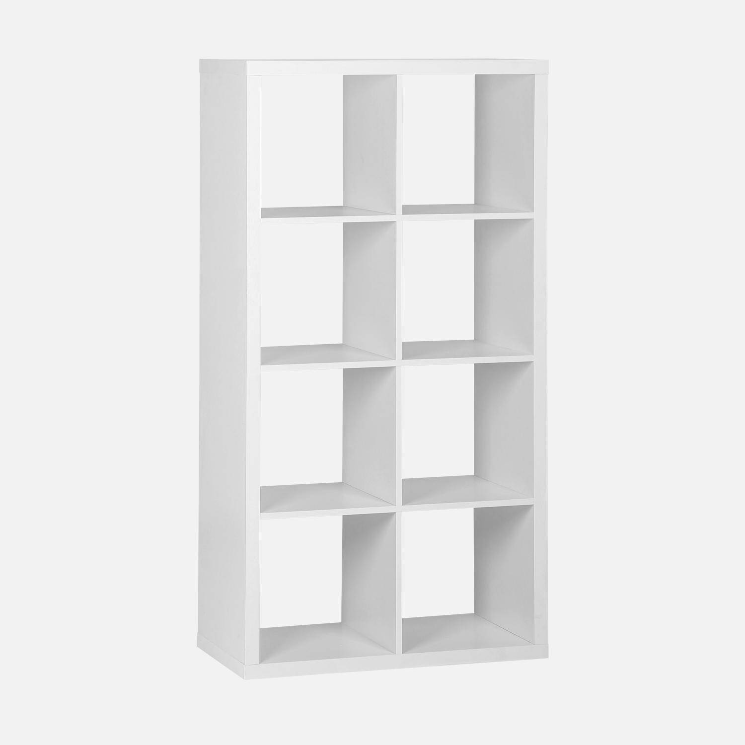 Open vakkenkast, 2 niveaus, 8 vakken wit 76 x 39 x 146cm - Basiks,sweeek,Photo7