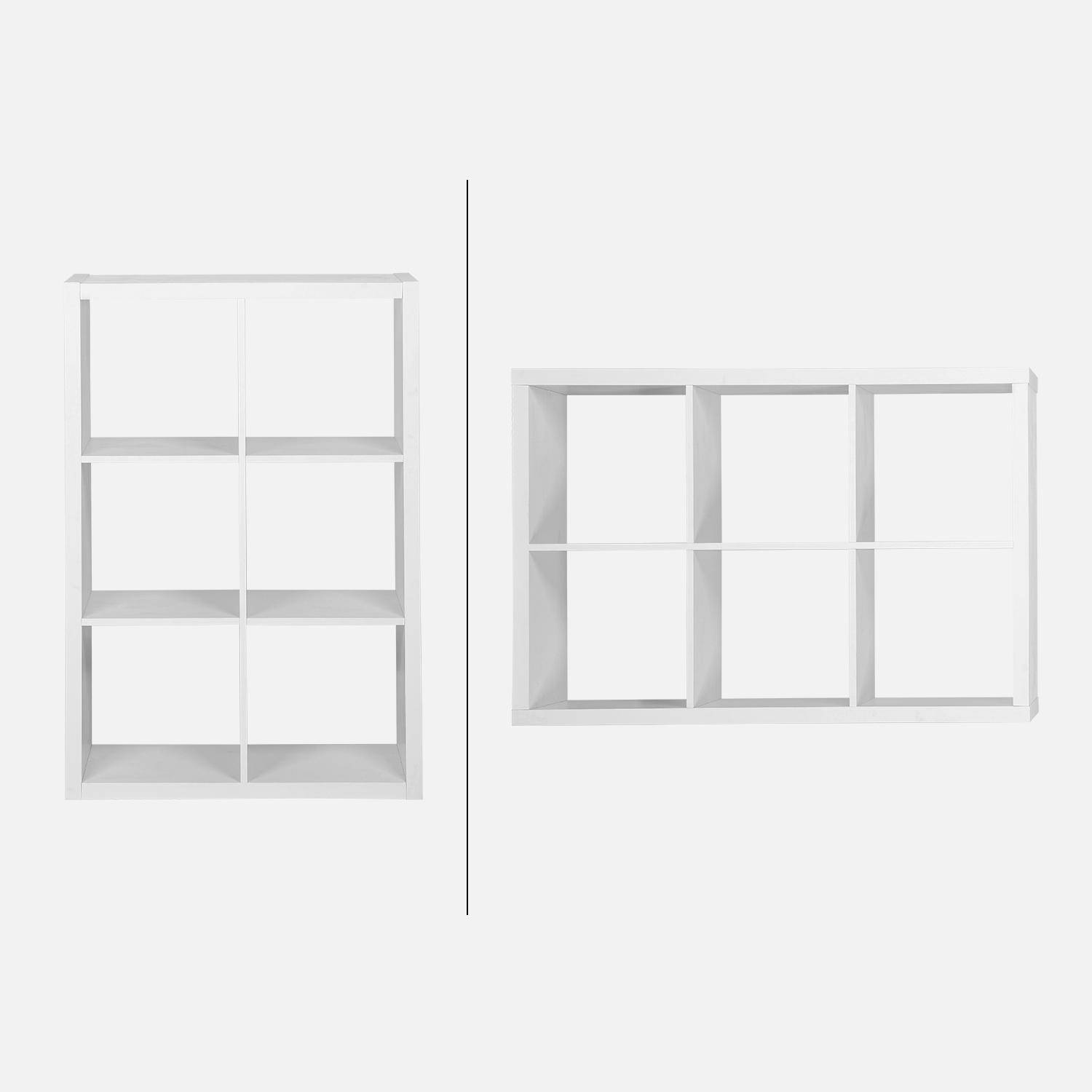 Libreria a 2 livelli con 6 scomparti, Basiks, Bianco, 76x39x111.2 cm Photo8