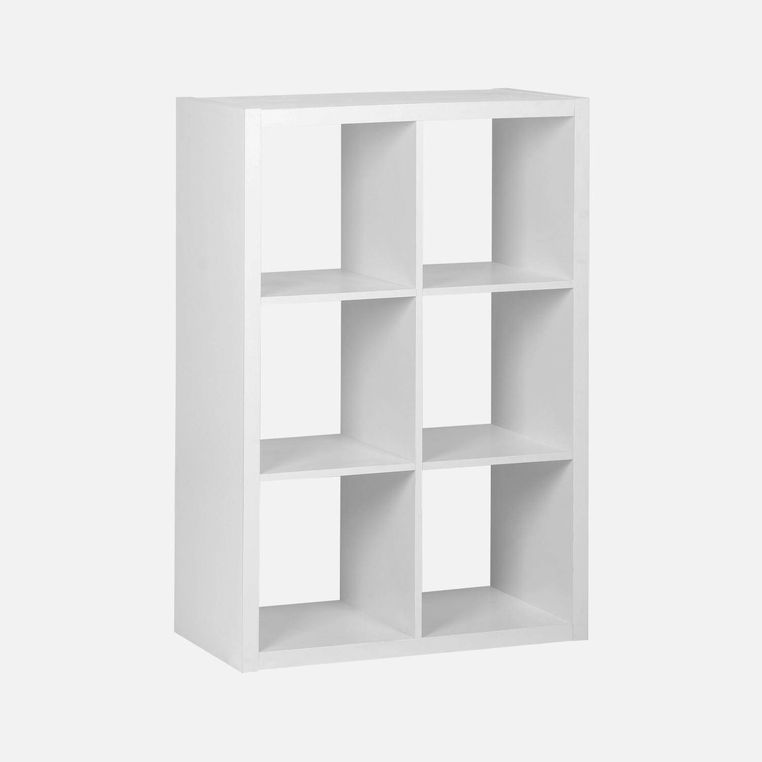 Libreria a 2 livelli con 6 scomparti, Basiks, Bianco, 76x39x111.2 cm,sweeek,Photo7