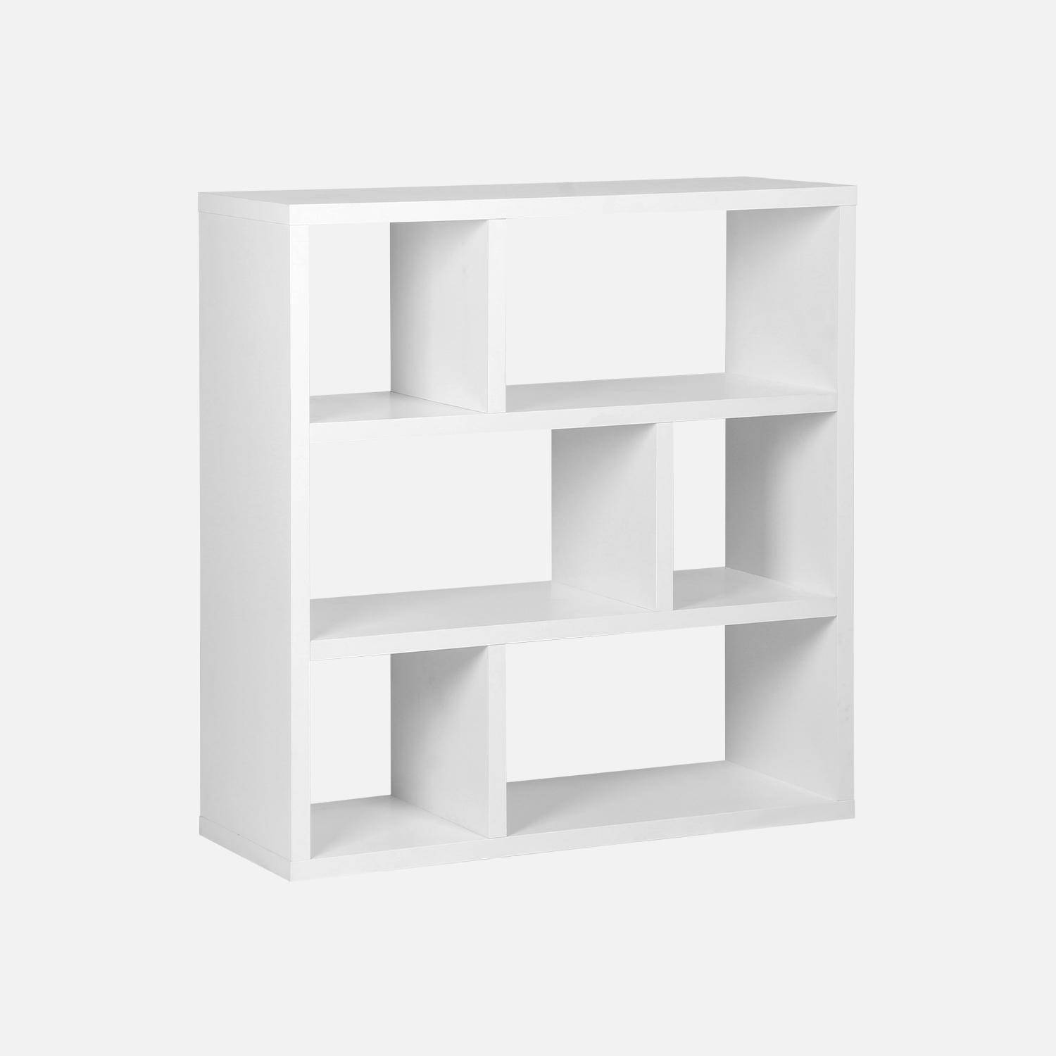 Libreria asimmetrica a 3 livelli con 6 vani, Basiks, Bianco, 111.2x39x115.2 cm Photo3