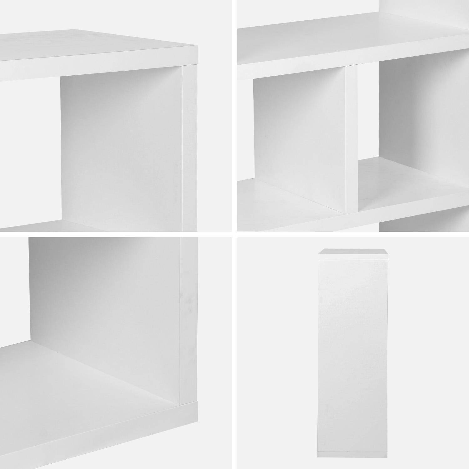 Libreria asimmetrica a 3 livelli con 6 vani, Basiks, Bianco, 111.2x39x115.2 cm Photo5