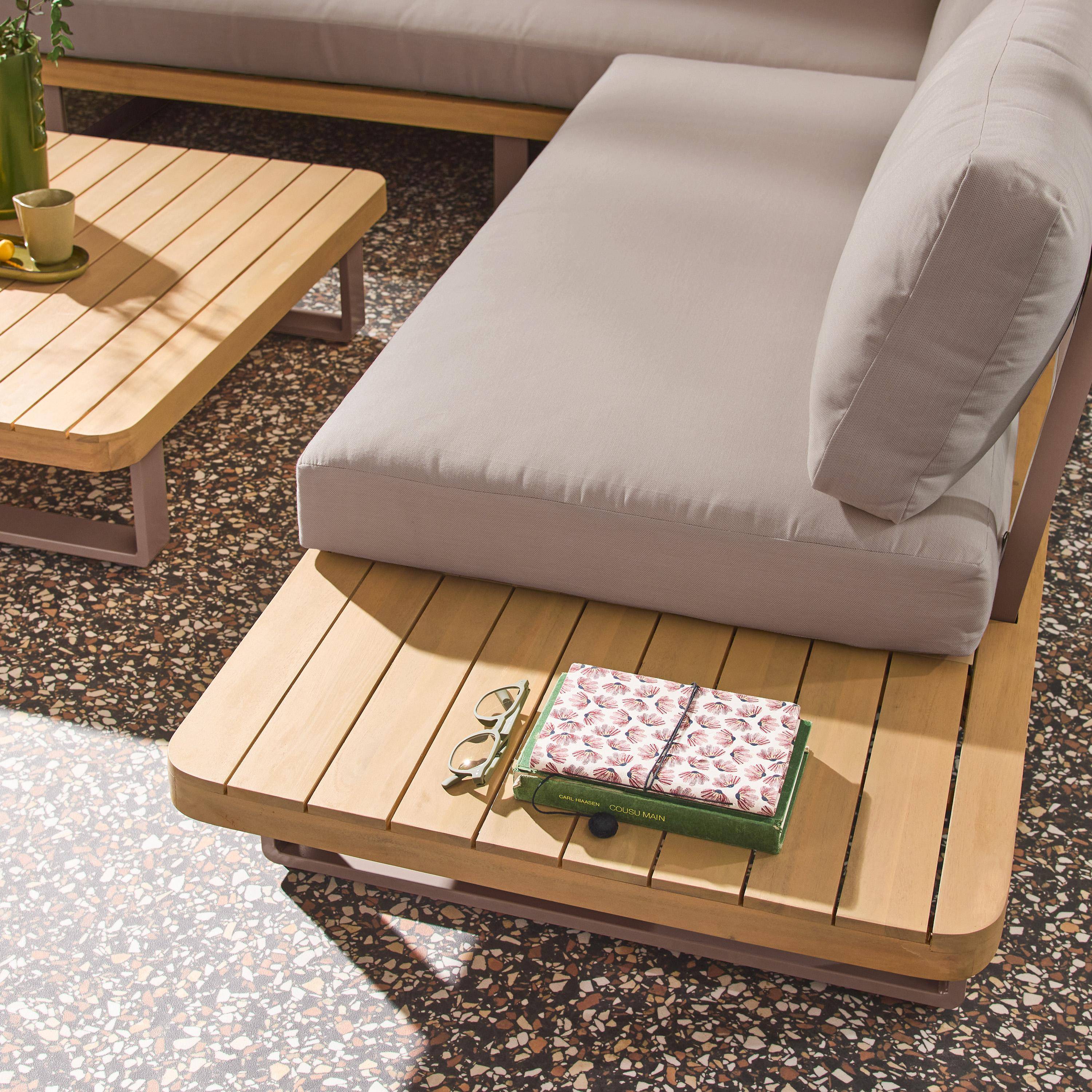 Narożny zestaw ogrodowy z drewna akacjowego i aluminium, 5 miejsc, brązowy - Acalia Latika Photo3