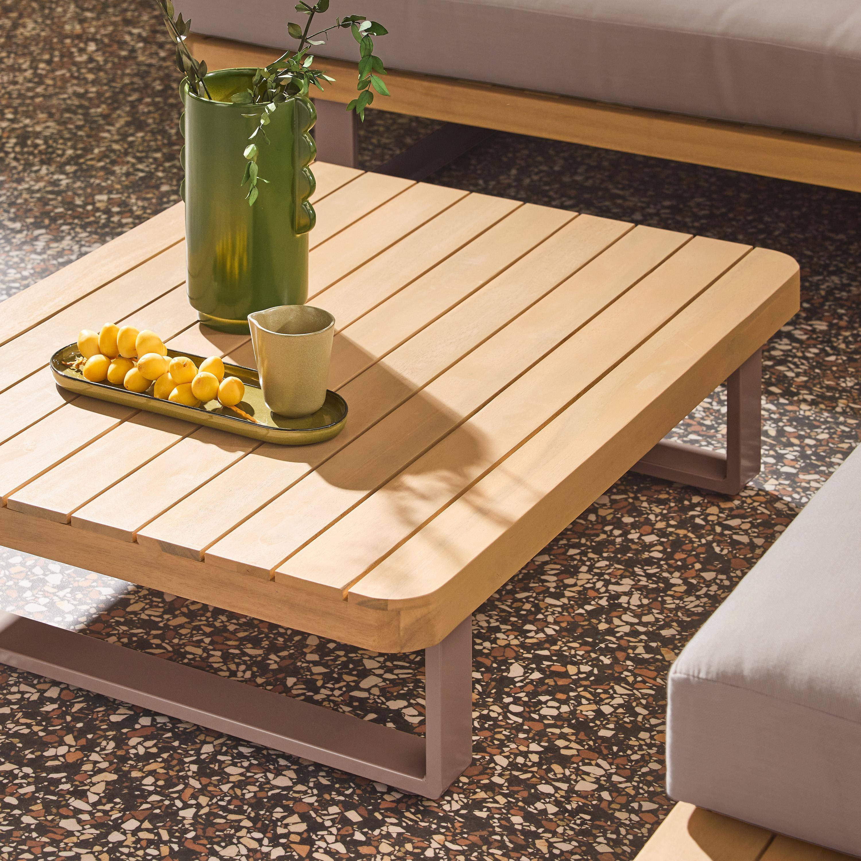 Narożny zestaw ogrodowy z drewna akacjowego i aluminium, 5 miejsc, brązowy - Acalia Latika Photo4