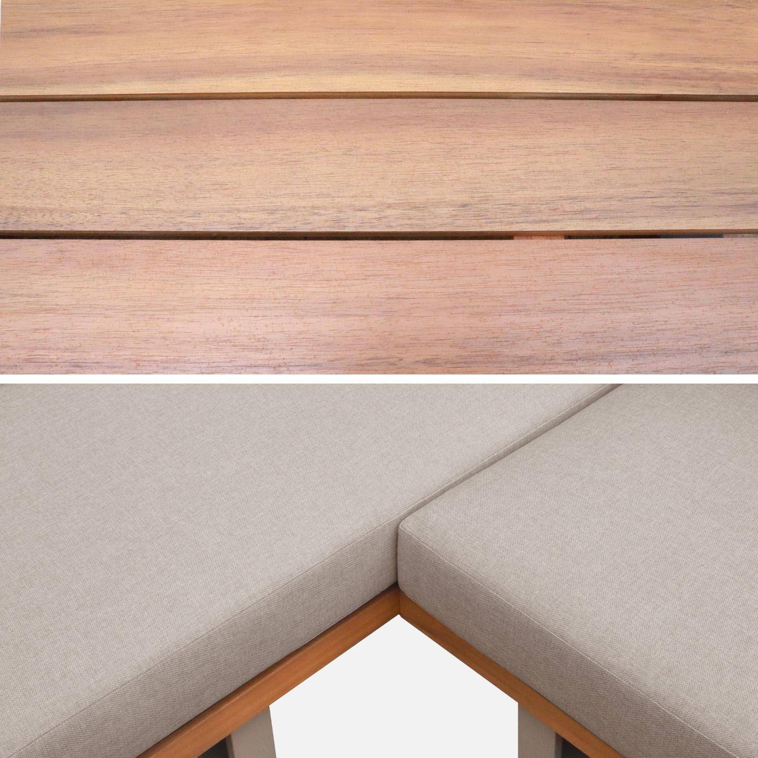 Conjunto de jardín de esquina de madera de acacia y aluminio para 5 personas Marrón - 213x77x63 cm,sweeek,Photo3