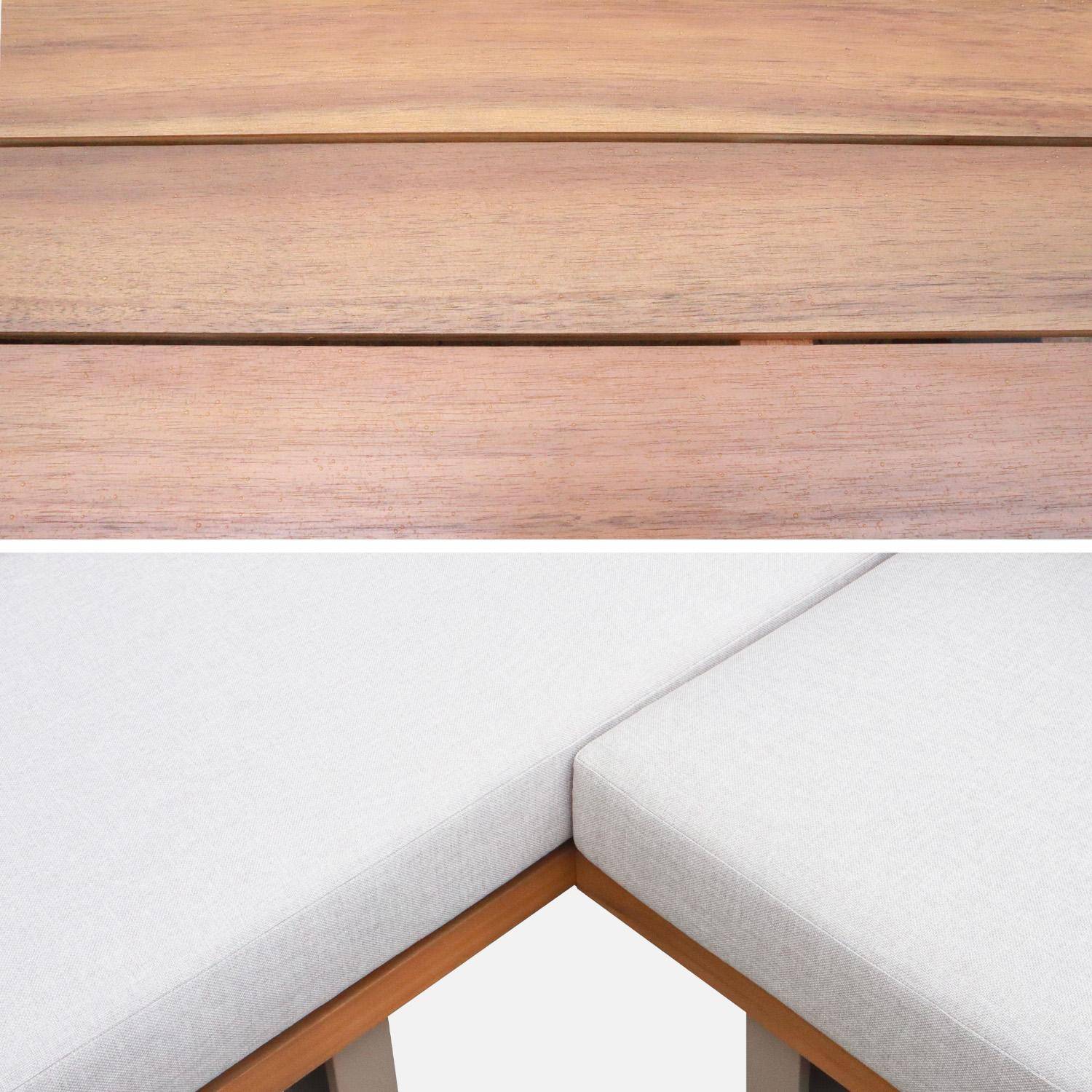 Conjunto de jardín de esquina de madera de acacia y aluminio para 5 personas Beige - 213x77x63 cm,sweeek,Photo3