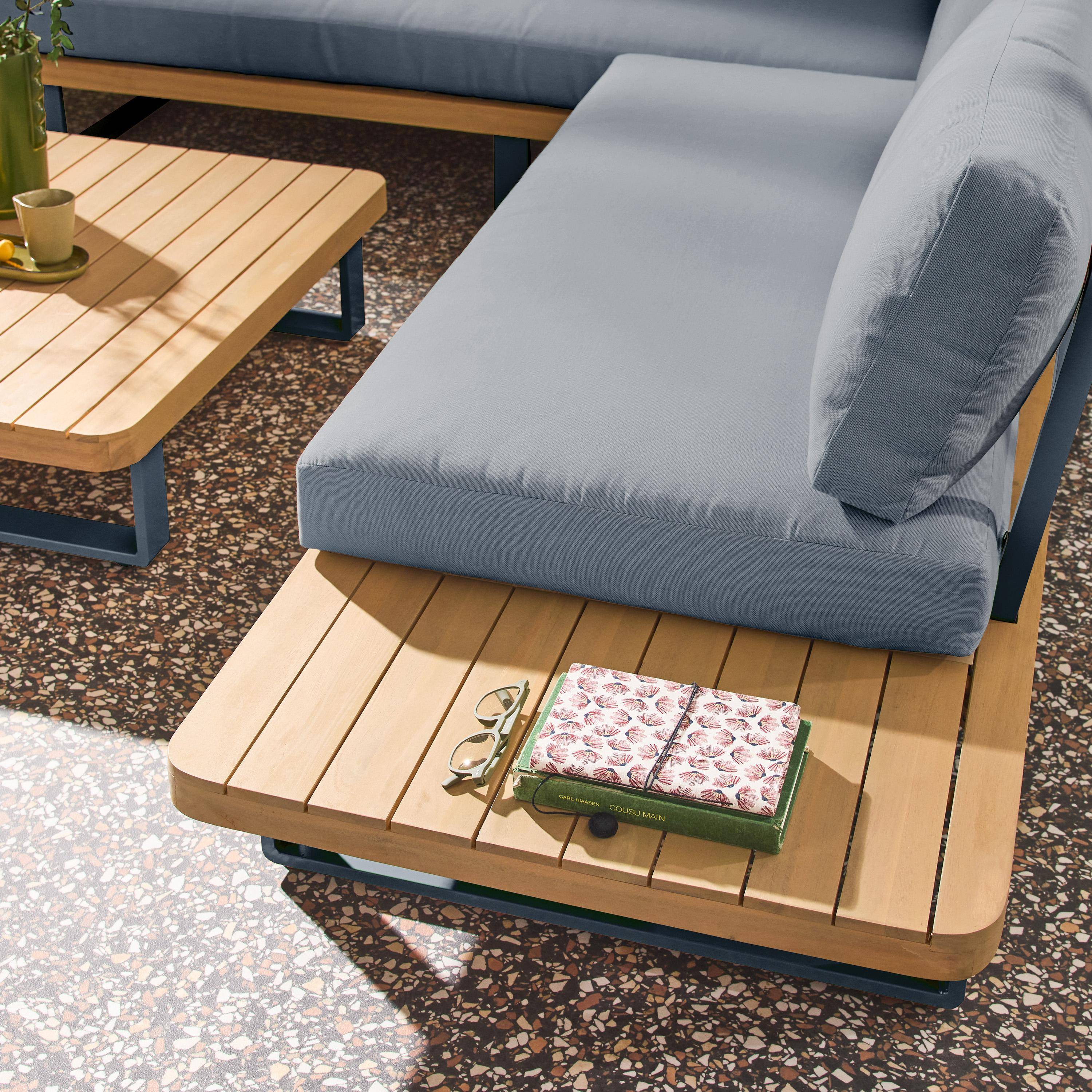 Narożny zestaw ogrodowy z drewna akacjowego i aluminium, 5 miejsc, szary - Acalia Latika Photo3