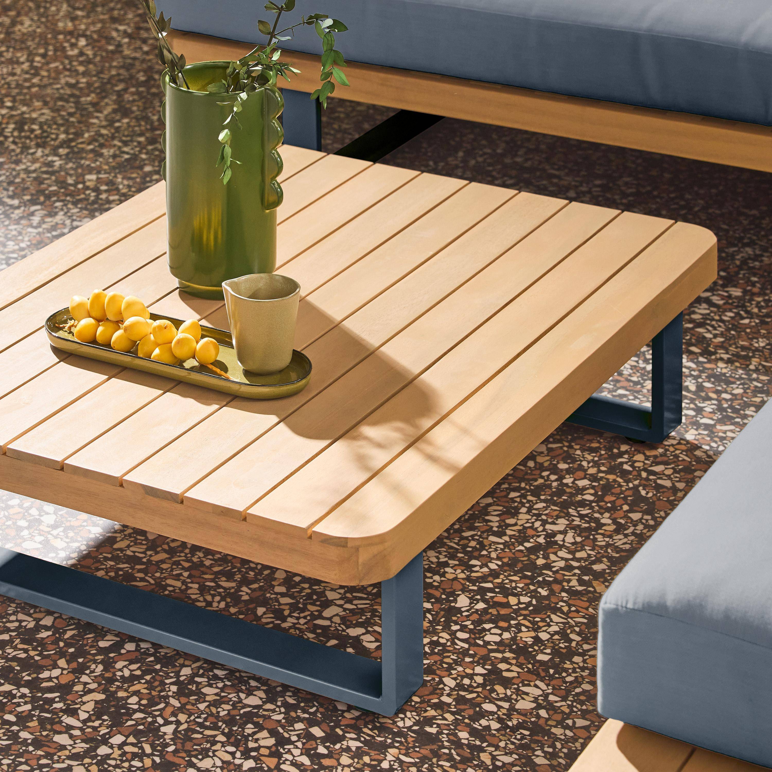 Narożny zestaw ogrodowy z drewna akacjowego i aluminium, 5 miejsc, szary - Acalia Latika Photo4