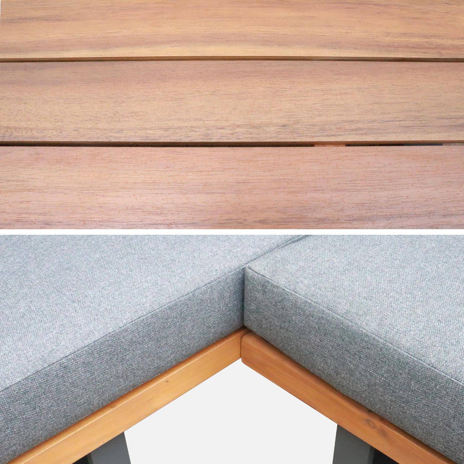 Salotto da giardino angolare in legno di acacia e alluminio, 5 posti Grigio - 213x77x63 cm,sweeek,Photo3