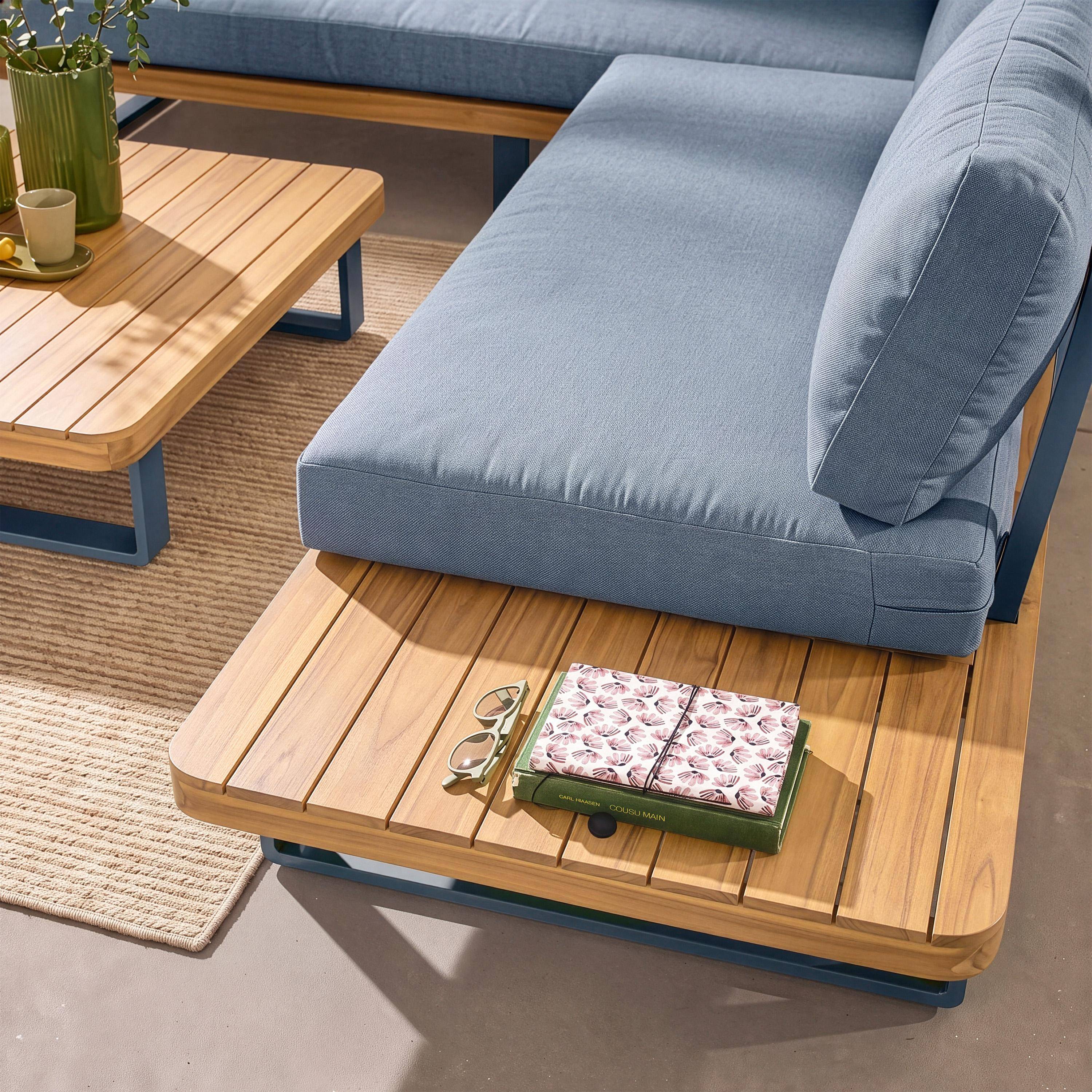 Hoek tuinset van acaciahout en aluminium 5 zitplaatsen grijs 213 / 173 x 77 x 63 cm - Acalia Photo2