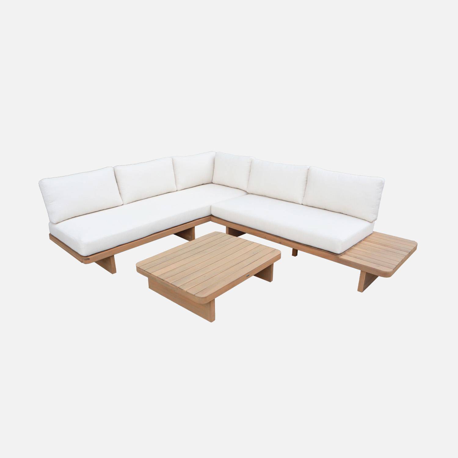 Conjunto de jardín esquinero de madera de acacia para 5 personas Natural - 213x77x63 cm,sweeek,Photo1